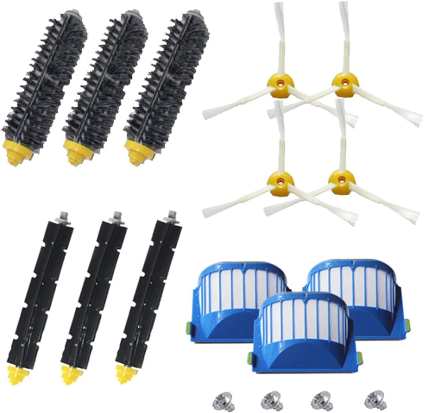 Accessory Replacement Kit Bristle Beater & Side Brushes & Aero Vac ilters Compatible with iRobot Roomba 600 Series 585 595 614 618 620 630 650 660 680 685 690 692 694 695 Vacuum Parts - Image 1