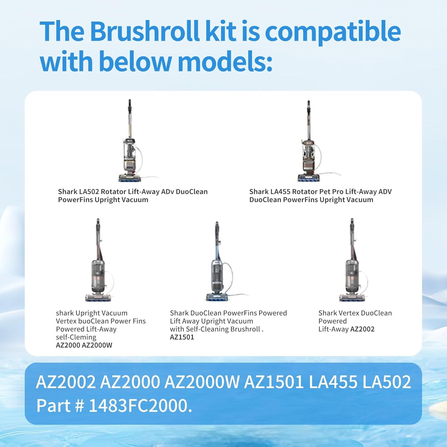 Sot Brushroll Replacement Parts Acessories or Shark Vertex DuoClean Powerin Upright Vacuum AZ2002 AZ2000 AZ2000W AZ2001AMZ AZ1501 LA455 LA502 Accessories, Part # 1483C2000 - Image 6