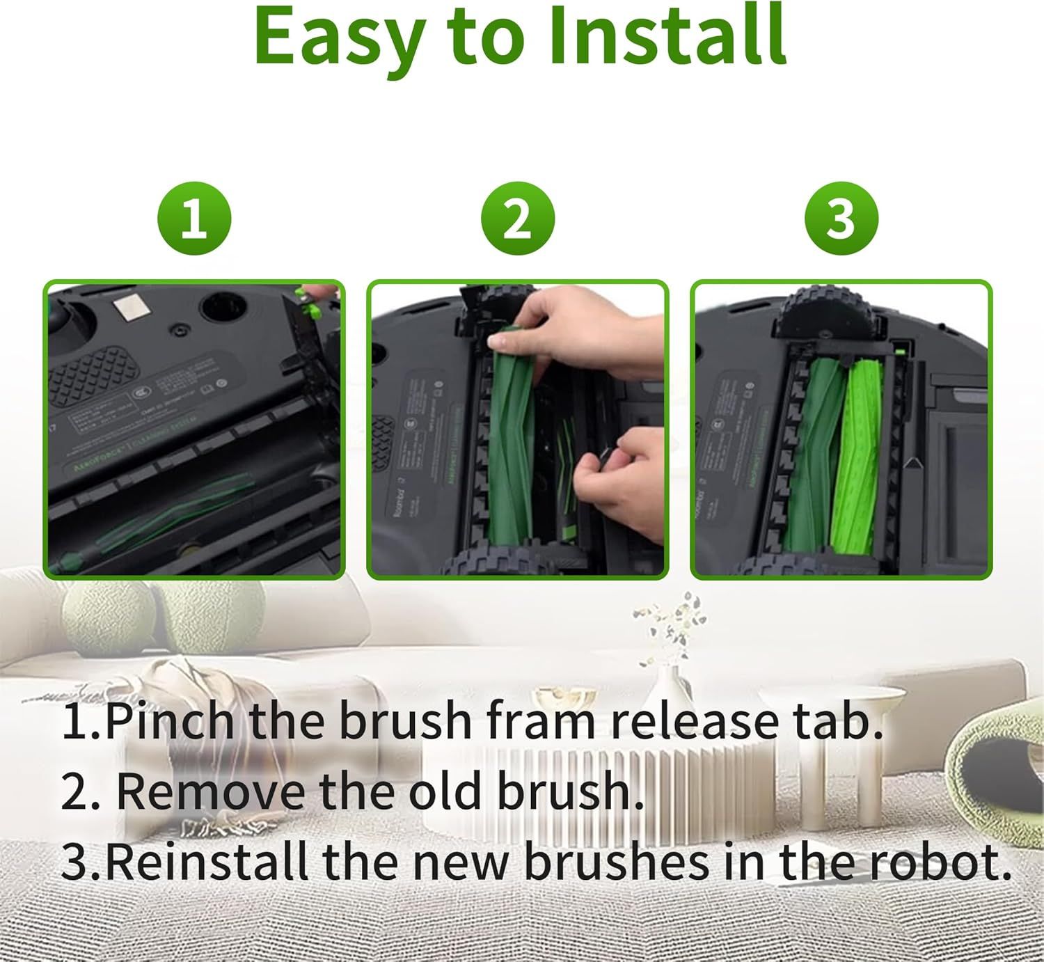 Dual Multi-Surace Rubber Roller Brushes Replacement Parts Compatible with Irobot Roomba I E & J Series I1+ I7 I3+ I4+ I6+ I7+ I8+ J5 J5+ j6 J6+ J7 J7+ J8 J8+ J9+ E5 E6 Vacuum Accessories - Image 4