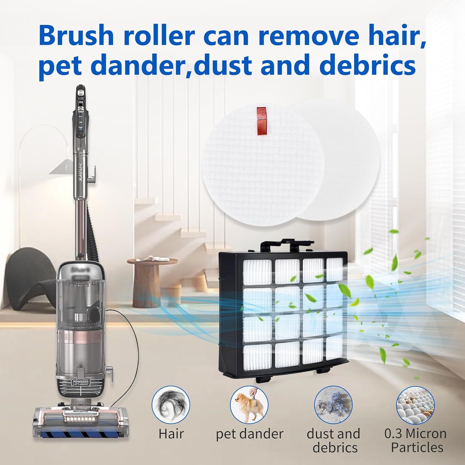 Sot Brushroll ilters Replacement Parts Acessories or Shark Vertex DuoClean Powerin Upright Vacuum AZ2002 AZ2000 AZ2000W Accessories, Part # 1483C2000 XHA 2000 & XKAZ2000 - Image 5