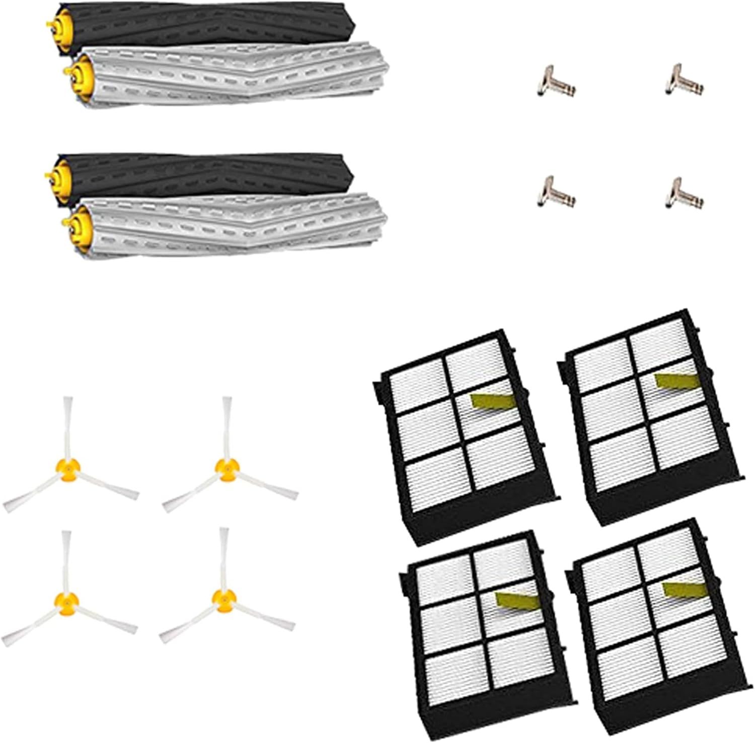 Extractor Roller Side Brushes & Hepa ilters Replenishment Kit Compatible with iRobot Roomba 800 900 Series 805 860 861 870 871 880 890 891 960 980 981 985 Vacuum Replacement Parts - Image 1