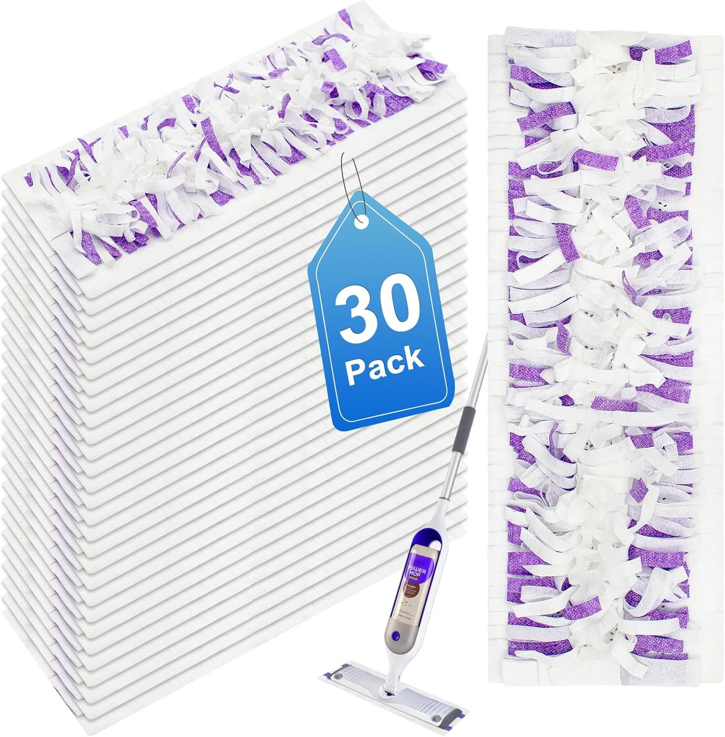 30 Pack Valuable Disposable Mopping Pad Reills Compatible with Swier PowerMop, Power Mop Reill Pads Replacements or Swier Power Mop Spray Mop Dry&Wet Pads Reills or Multi-Surace loor Clean - Image 1