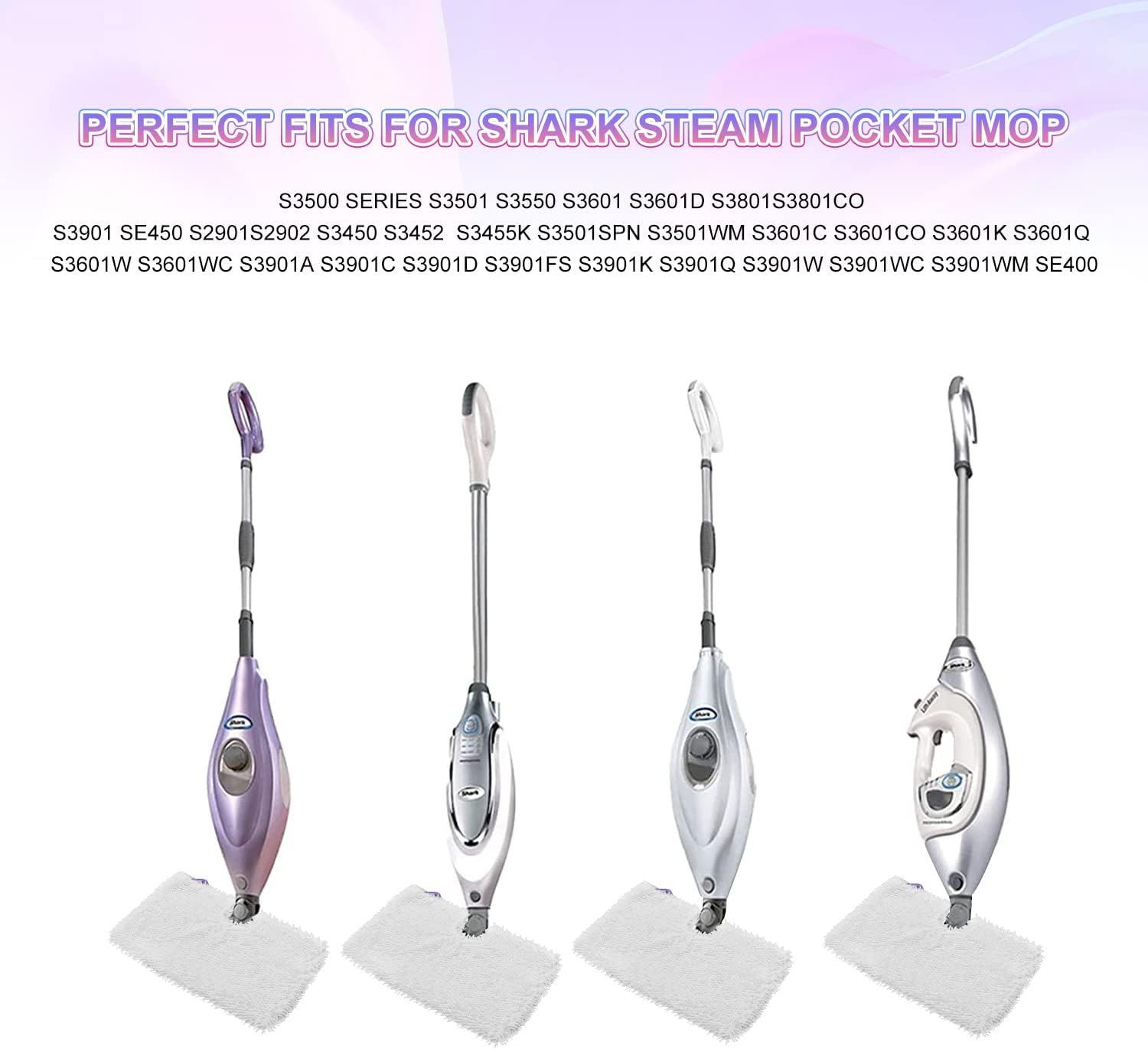6 Pack Microiber Steam Mop Replacement Pads or Shark Steam Mops S3500 Series S3501 S3601 S3550 S3901 SE450 S3801CO S3601D S2901 S2902 Steam Pocket Mop Pads loor Cleaning Reusable or Shark Mop Pads - Image 3