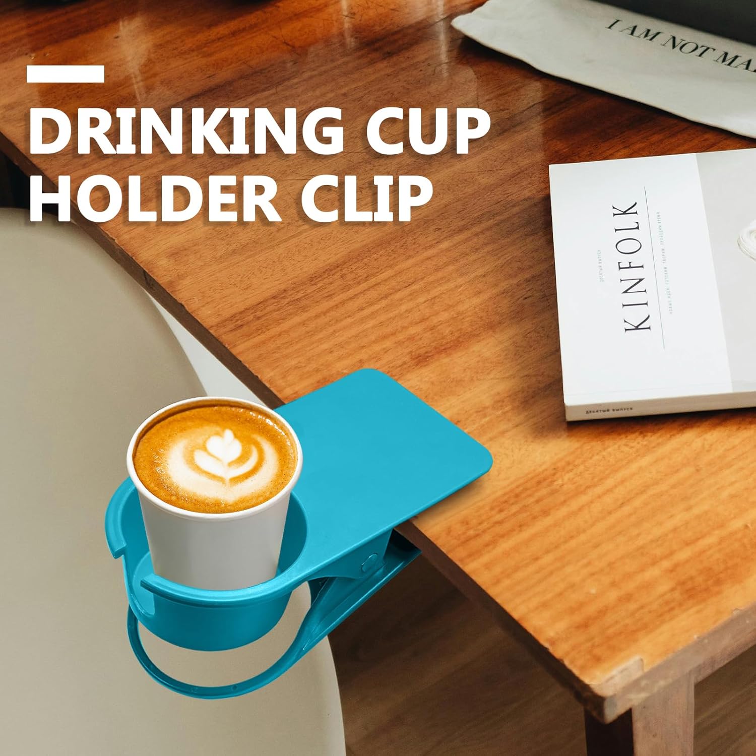 Biaungdo 3 Pack Drinking Cup Holder Clip with Side Hole, Desk Drink Holder Desk Side Clamps Clip Cup Holder Chair Cup Holder for Water Drink Beverage Soda Coffee Mug Holder(Green, Blue, Yellow) - Image 5