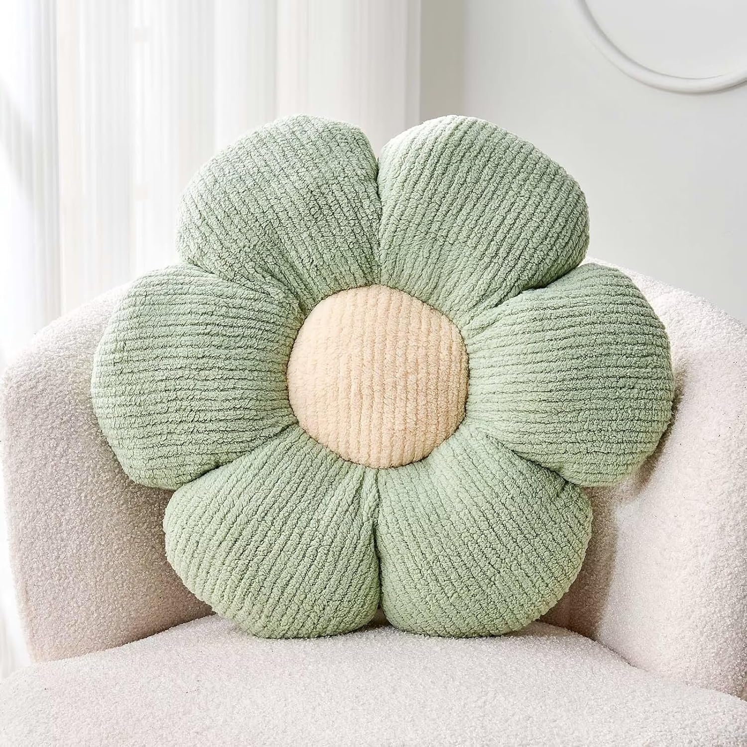 Flower Throw Pillow, Soft Sage Green 14.9