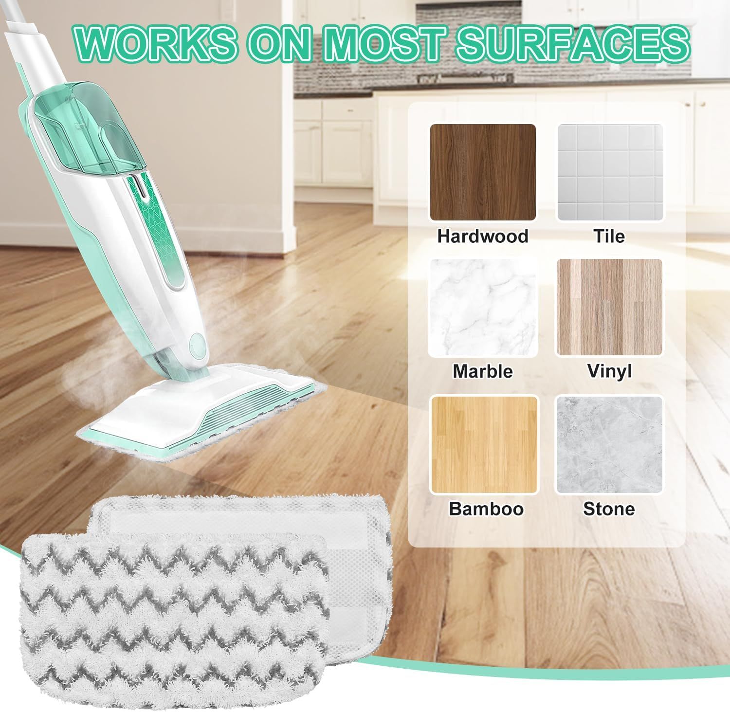 8 Pack Microiber Steam Mop Replacement Pads or Shark Steam Mop S1000, S1000A, S1000C, S1000WM, S1001C Dirt Grip Steam Mop Pads, Washable & Reusable Microiber Mop Pads or All loor Clean - Image 4