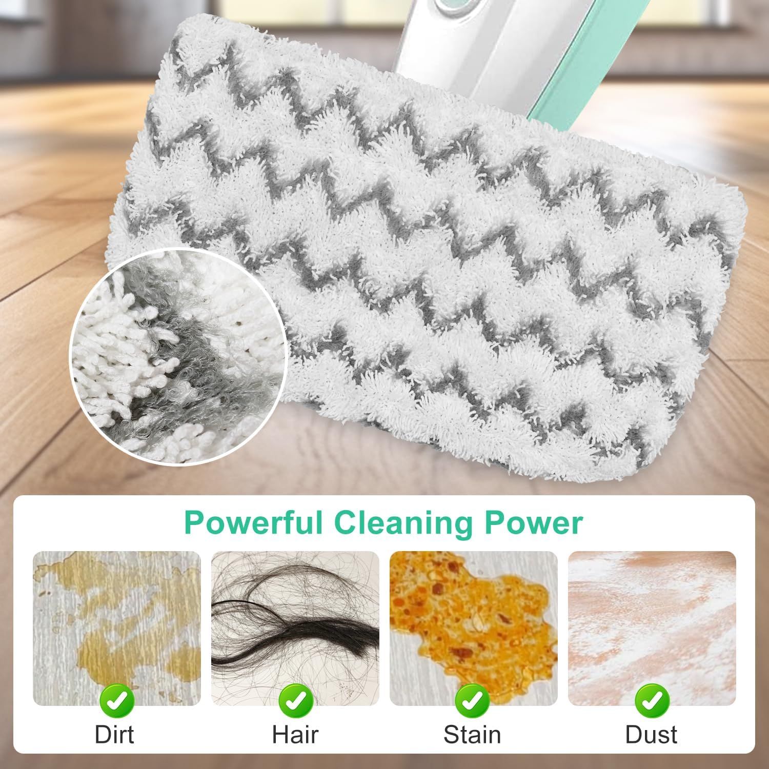 8 Pack Microiber Steam Mop Replacement Pads or Shark Steam Mop S1000, S1000A, S1000C, S1000WM, S1001C Dirt Grip Steam Mop Pads, Washable & Reusable Microiber Mop Pads or All loor Clean - Image 5