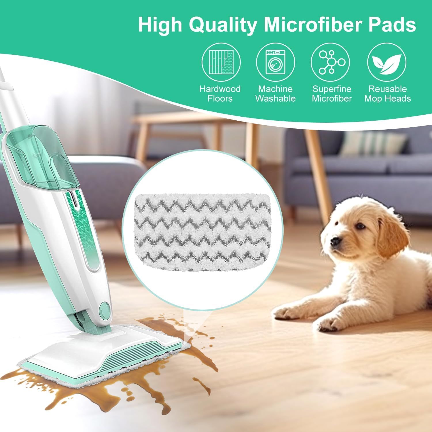 8 Pack Microiber Steam Mop Replacement Pads or Shark Steam Mop S1000, S1000A, S1000C, S1000WM, S1001C Dirt Grip Steam Mop Pads, Washable & Reusable Microiber Mop Pads or All loor Clean - Image 6