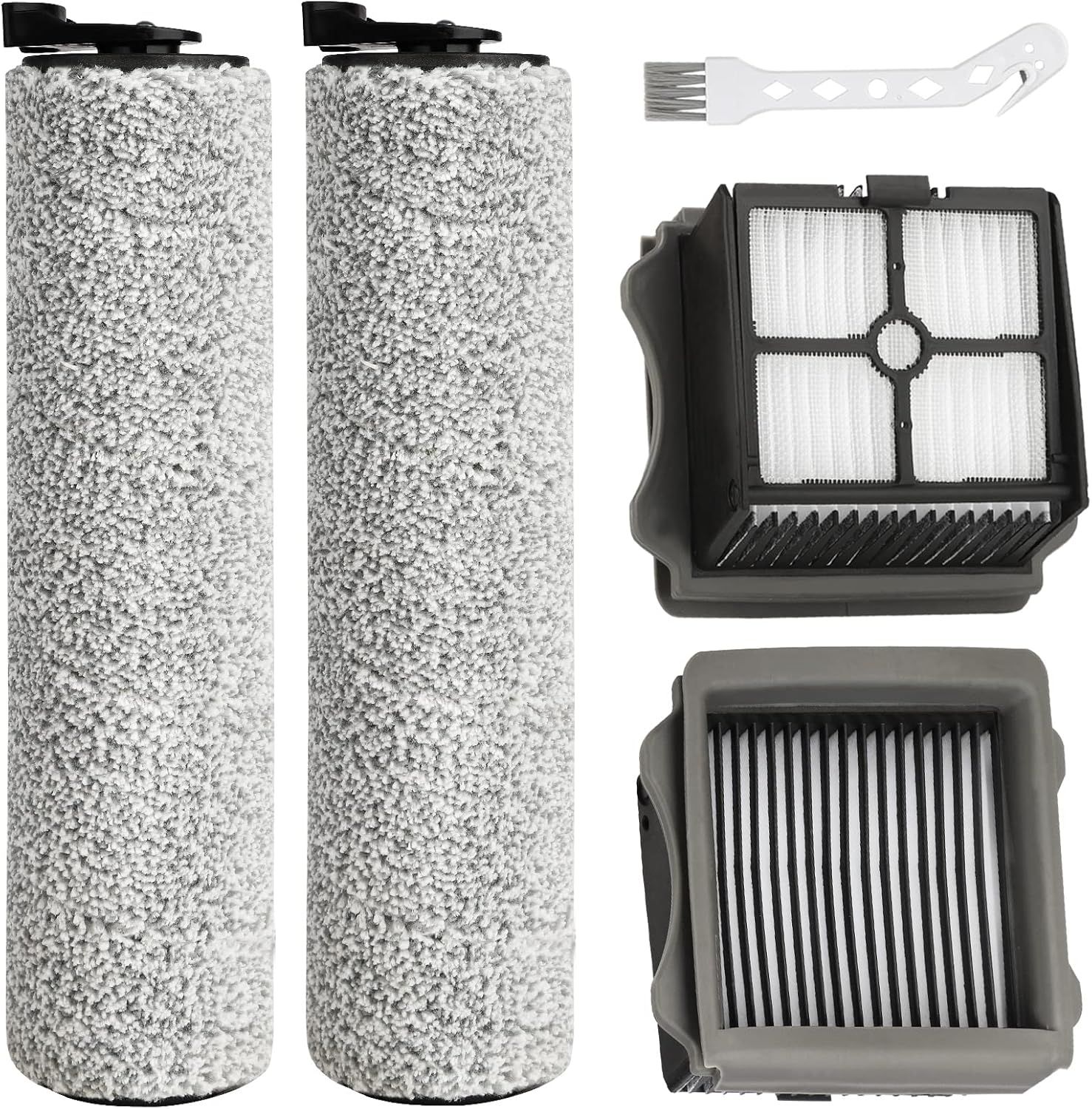 Iloor3 Roller Brush Replacement or Tineco iloor 3 and loor One S3 Cordless Wet Dry Vacuum Cleaner, 2 Brush Roller, 2 HEPA ilters - Image 1