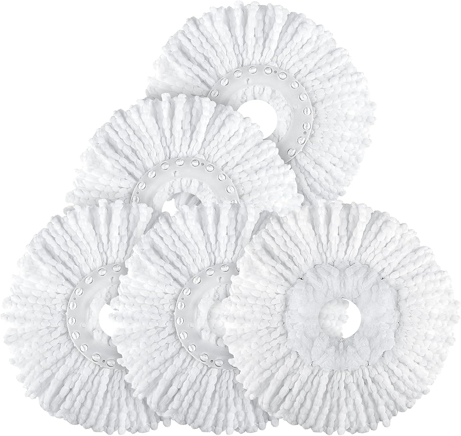 Spin Mop Replacement Head 5 Pack Magic Mop Reill or Hurricane 360° Systems, Microiber Spin Mop Head, Round Shape Standard Universal Size - Image 1