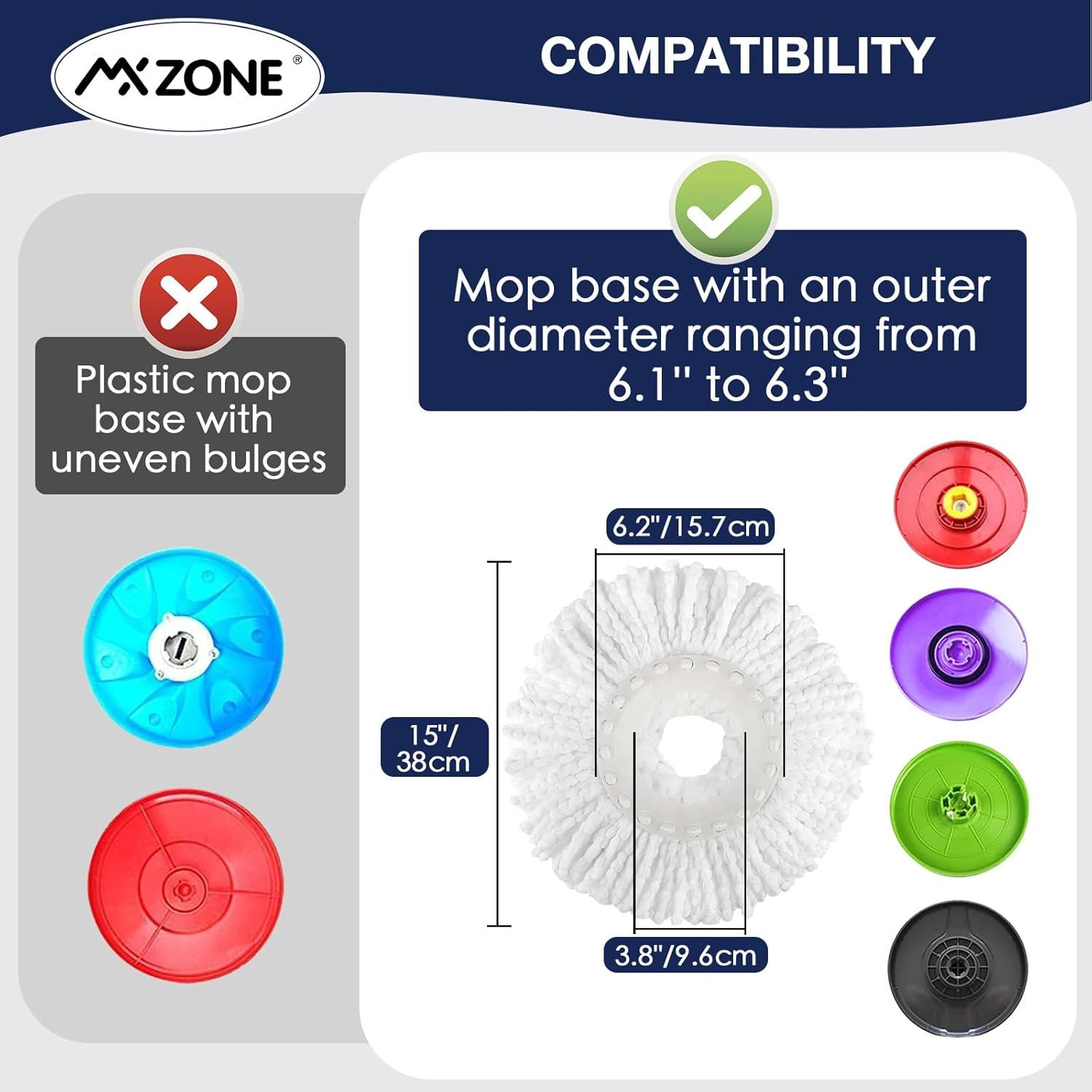 Spin Mop Replacement Head 5 Pack Magic Mop Reill or Hurricane 360° Systems, Microiber Spin Mop Head, Round Shape Standard Universal Size - Image 2