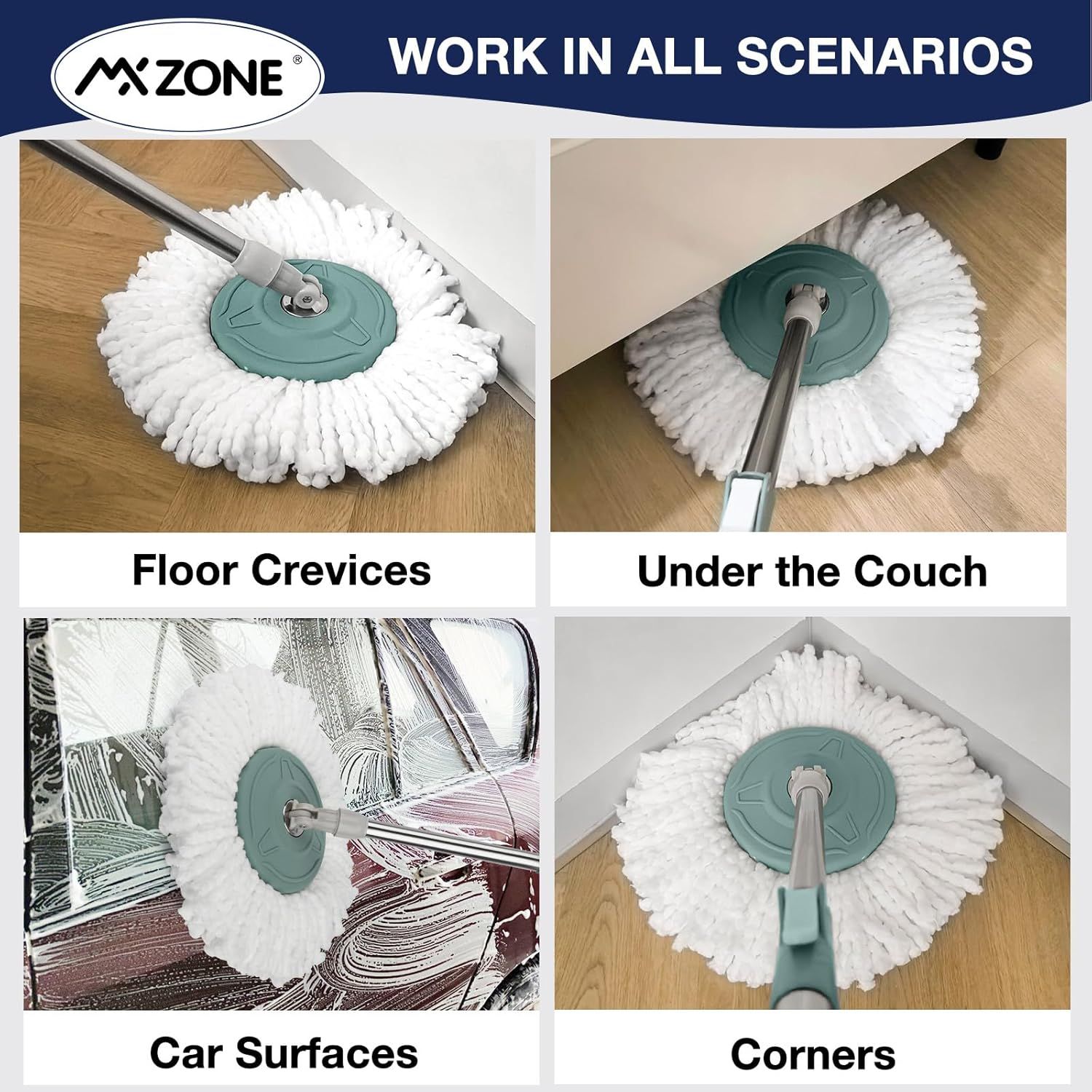 Spin Mop Replacement Head 5 Pack Magic Mop Reill or Hurricane 360° Systems, Microiber Spin Mop Head, Round Shape Standard Universal Size - Image 5