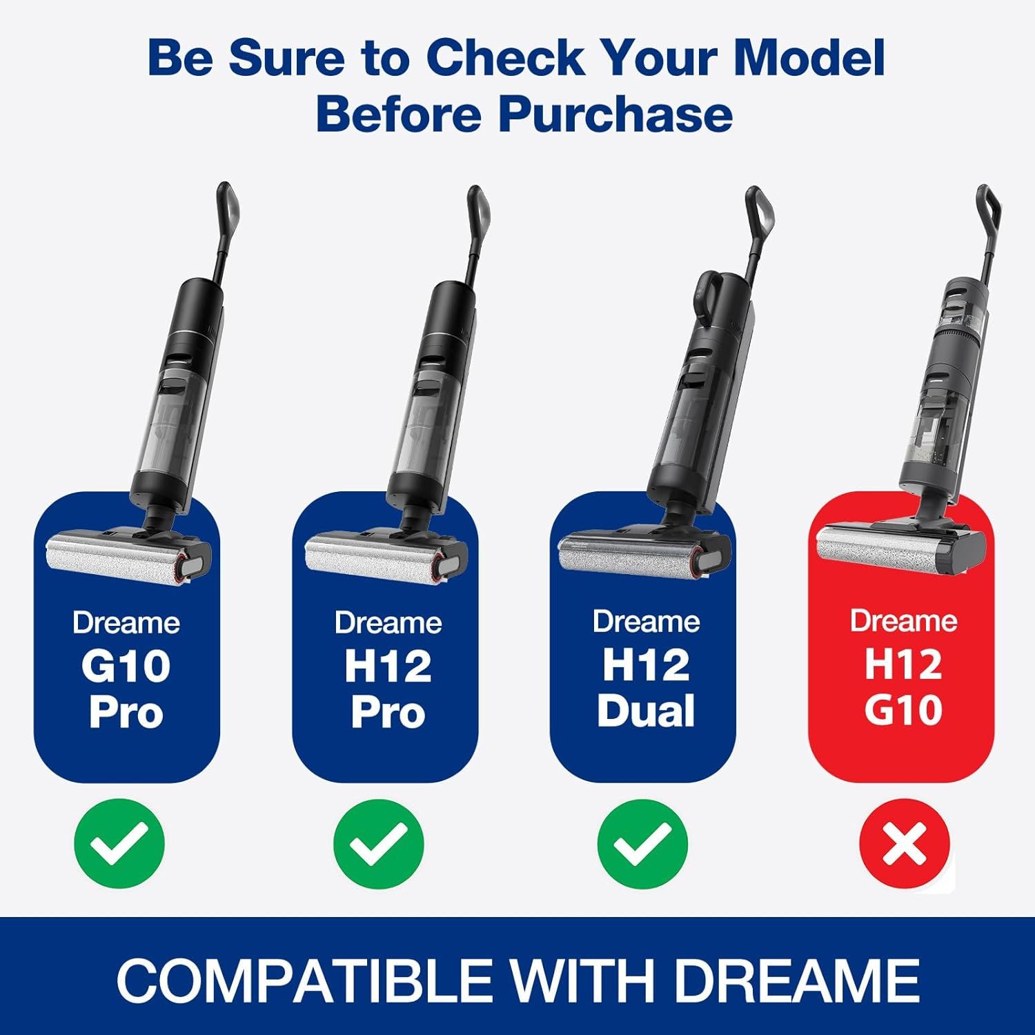 H12 Pro Roller Brush Replacement and HEPA ilter or Dreame H12 Pro, H12 Dual, G10 Pro Cordless Wet Dry Vacuum Cleaner, 2 Brush Rollers, 2 HEPA ilters, 1 Water Tank Brush, 1 Cleaning Brush - Image 3