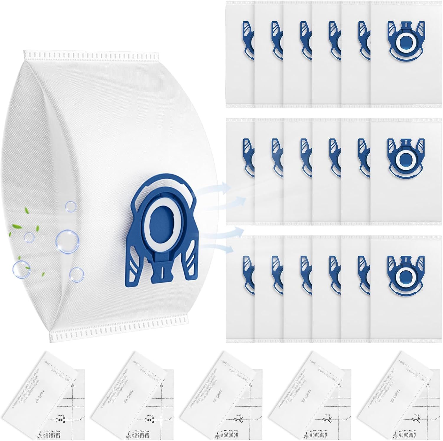 20 Pack 3D Airclean GN Vacuum Bags Compatible with Miele Classic C1, Complete C1, Complete C2, Complete C3, S227 S240, S270, S400, S2, S5, S8 Series Canister Vacuum Cleaner - Image 1