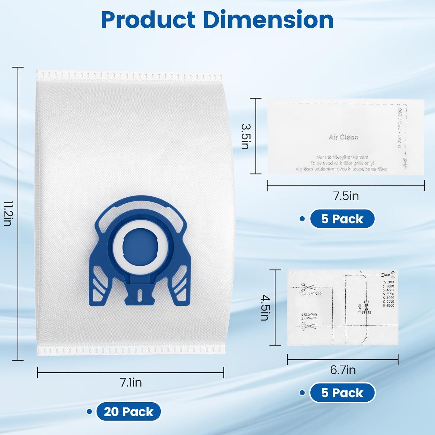 20 Pack 3D Airclean GN Vacuum Bags Compatible with Miele Classic C1, Complete C1, Complete C2, Complete C3, S227 S240, S270, S400, S2, S5, S8 Series Canister Vacuum Cleaner - Image 2