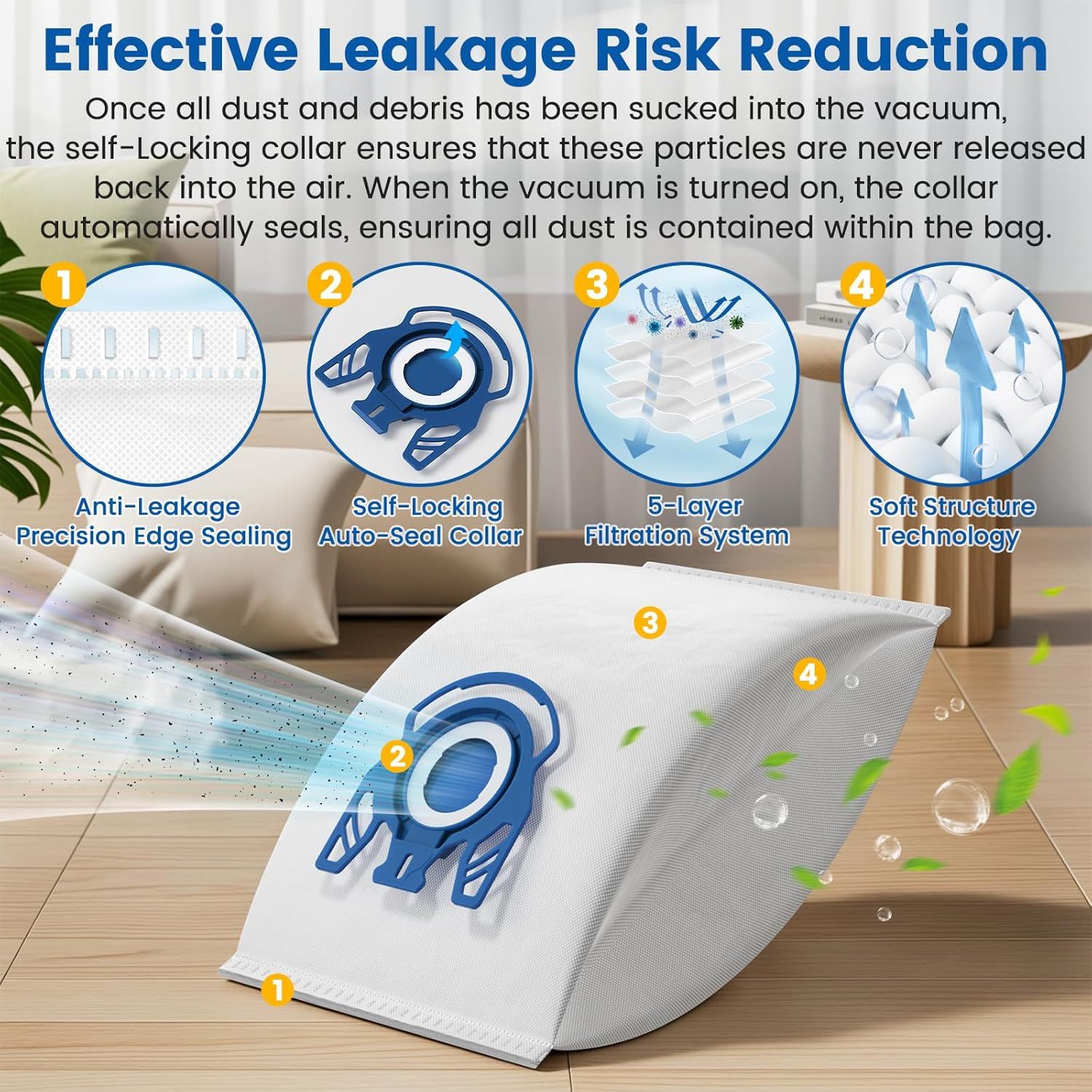 20 Pack 3D Airclean GN Vacuum Bags Compatible with Miele Classic C1, Complete C1, Complete C2, Complete C3, S227 S240, S270, S400, S2, S5, S8 Series Canister Vacuum Cleaner - Image 6