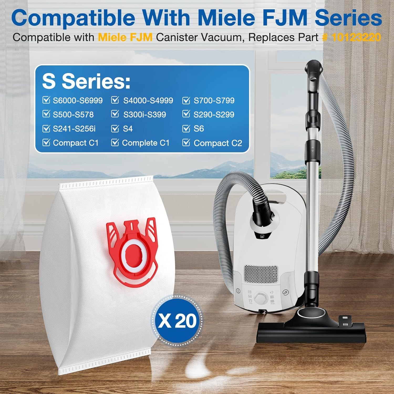 20 Pack 3D Airclean JM Vacuum Cleaner Bags Compatible with Miele JM Vacuum Cleaner, Compact C1, Compact C2, Complete C1, S241, S290, S300i, S500, S700, S4, S6 Series, Replaces Part 10123220 - Image 3