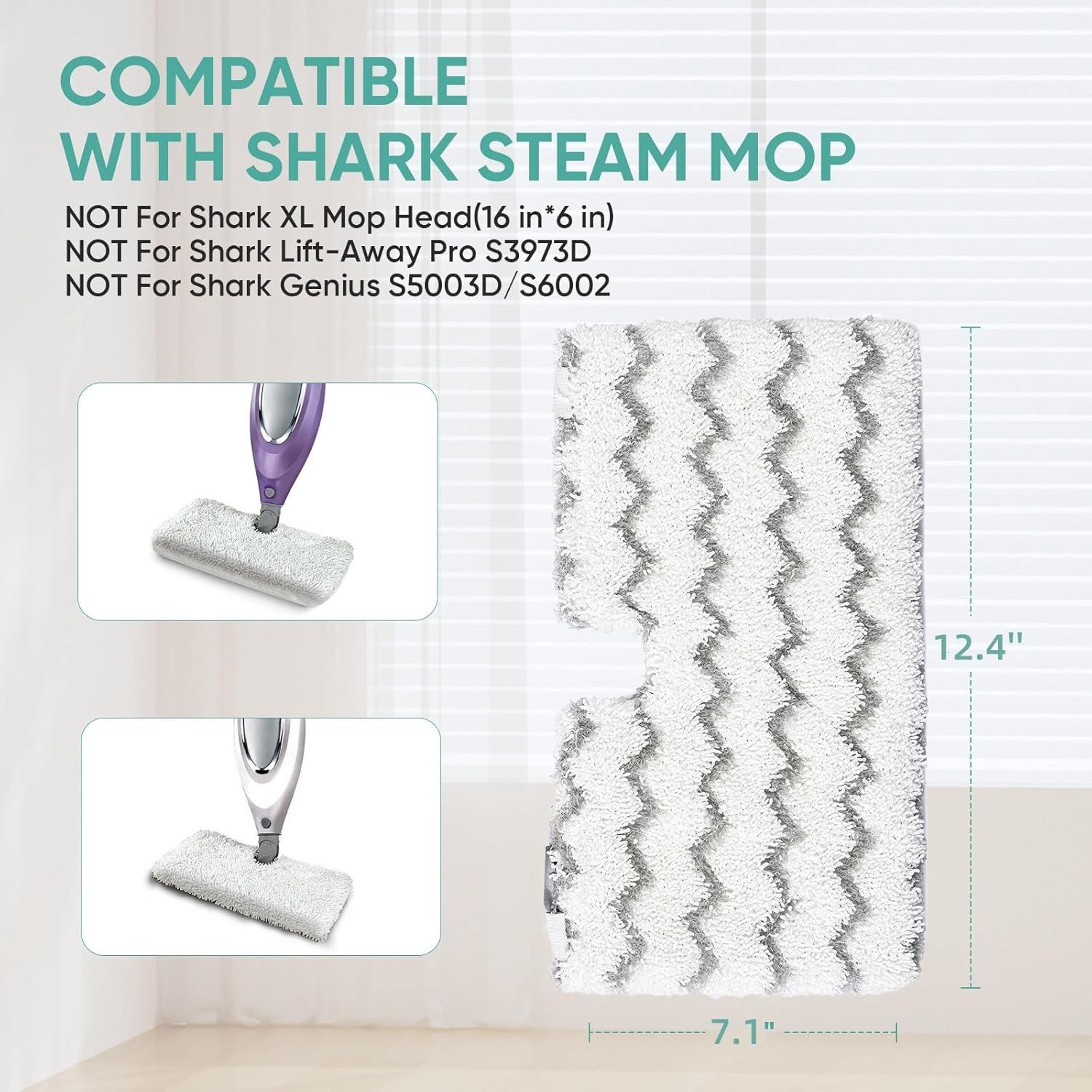 4 Pack S3501 S3601 Steam Pocket Mop Pads or Shark S3500 Series S3501 S3601 S3550 S3901 SE450 S3801CO S3601D S2901 S2902 Steam Mop Pads Washable - Image 2
