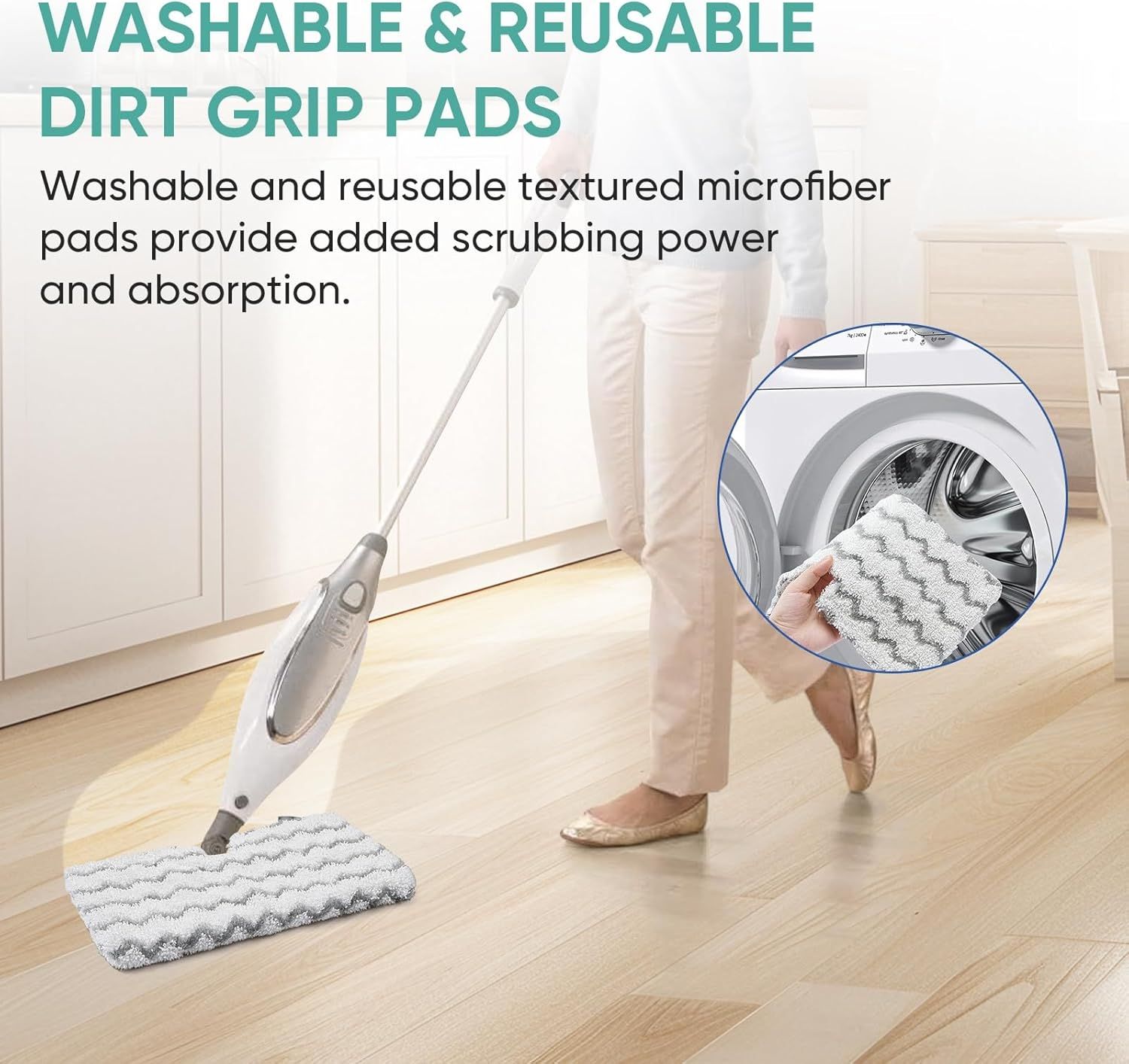 4 Pack S3501 S3601 Steam Pocket Mop Pads or Shark S3500 Series S3501 S3601 S3550 S3901 SE450 S3801CO S3601D S2901 S2902 Steam Mop Pads Washable - Image 7