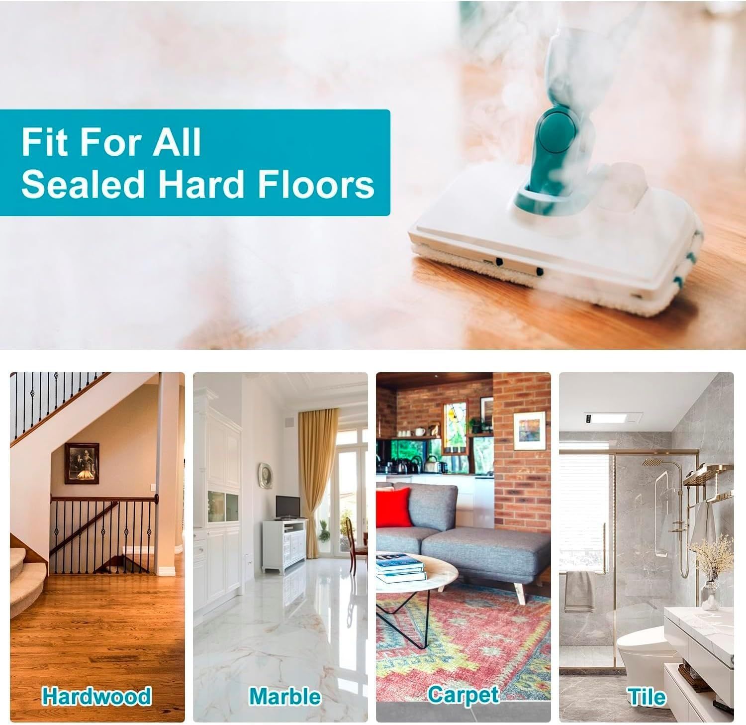 8 Pack SMP20 Washable Steam Mop Pads Compatible with Black+Decker Steam Mop SM1600, SM1610, SM1620, HSM13E1, HSMC1300X, HSMC1321, HSMC1361SG - Image 5