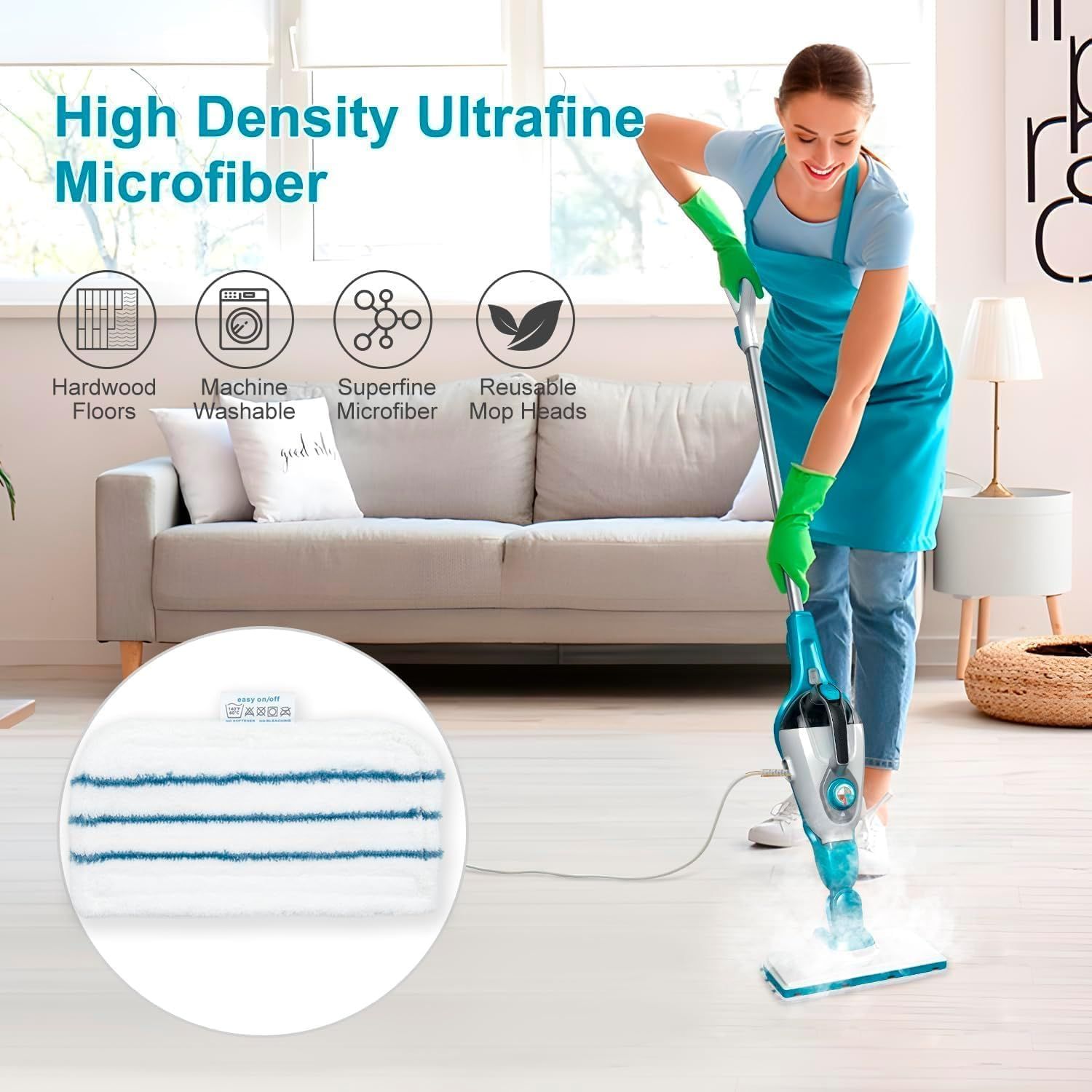 8 Pack SMP20 Washable Steam Mop Pads Compatible with Black+Decker Steam Mop SM1600, SM1610, SM1620, HSM13E1, HSMC1300X, HSMC1321, HSMC1361SG - Image 6