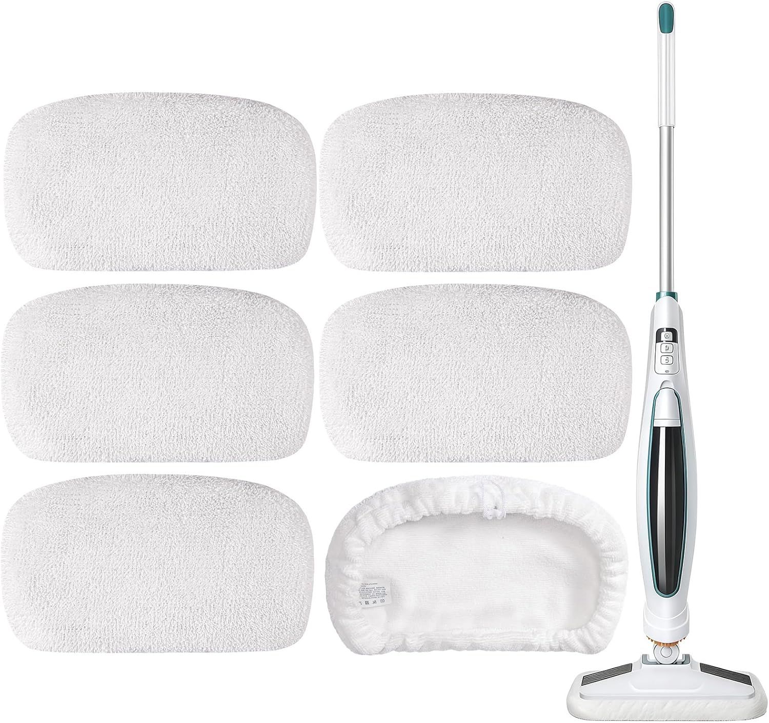 6 Pack SMP01 Microiber & Washable Steam Mop Pads Compatible with Kenmore SM2060 S200 Series loor Cleaning Steam Mop (White) - Image 1