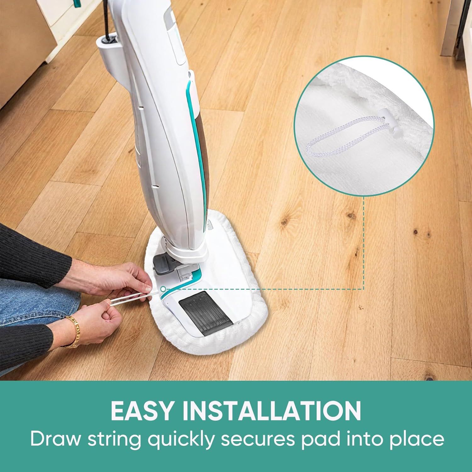 6 Pack SMP01 Microiber & Washable Steam Mop Pads Compatible with Kenmore SM2060 S200 Series loor Cleaning Steam Mop (White) - Image 4