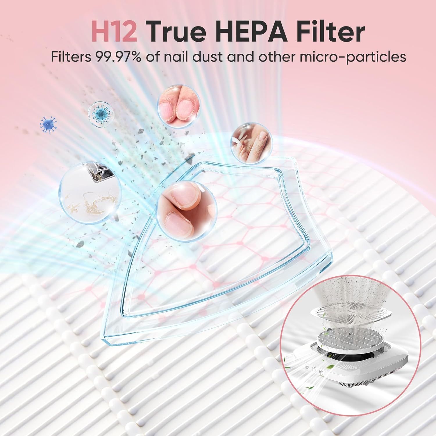 5 Pack Nail Dust Collector ilters Compatible with Melody Susie Dust Collector, Models SPro/ XC320J, ilters 99% o Nail Dust, Reusable & Easy to Clean - Image 5