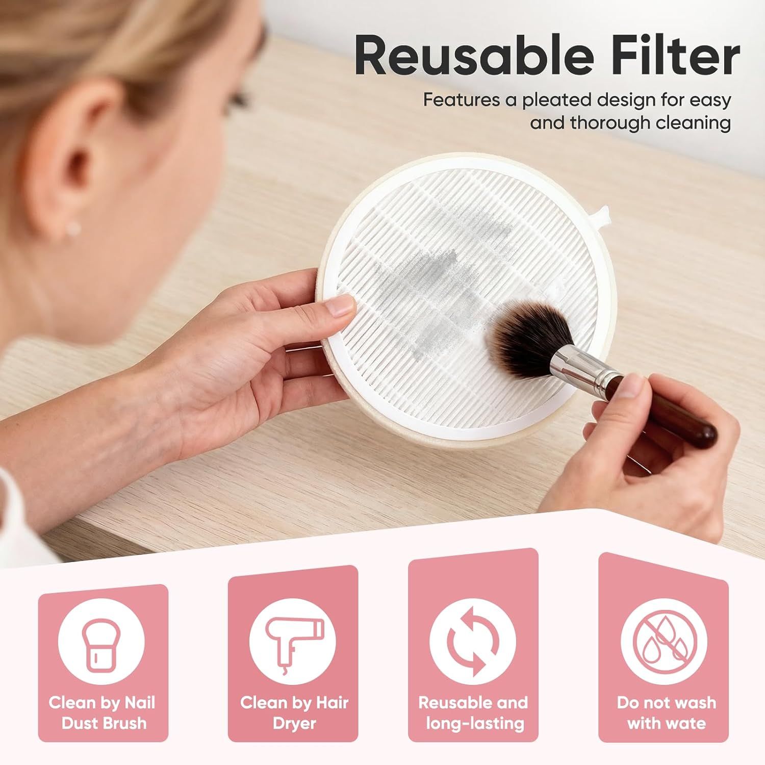 5 Pack Nail Dust Collector ilters Compatible with Melody Susie Dust Collector, Models SPro/ XC320J, ilters 99% o Nail Dust, Reusable & Easy to Clean - Image 6