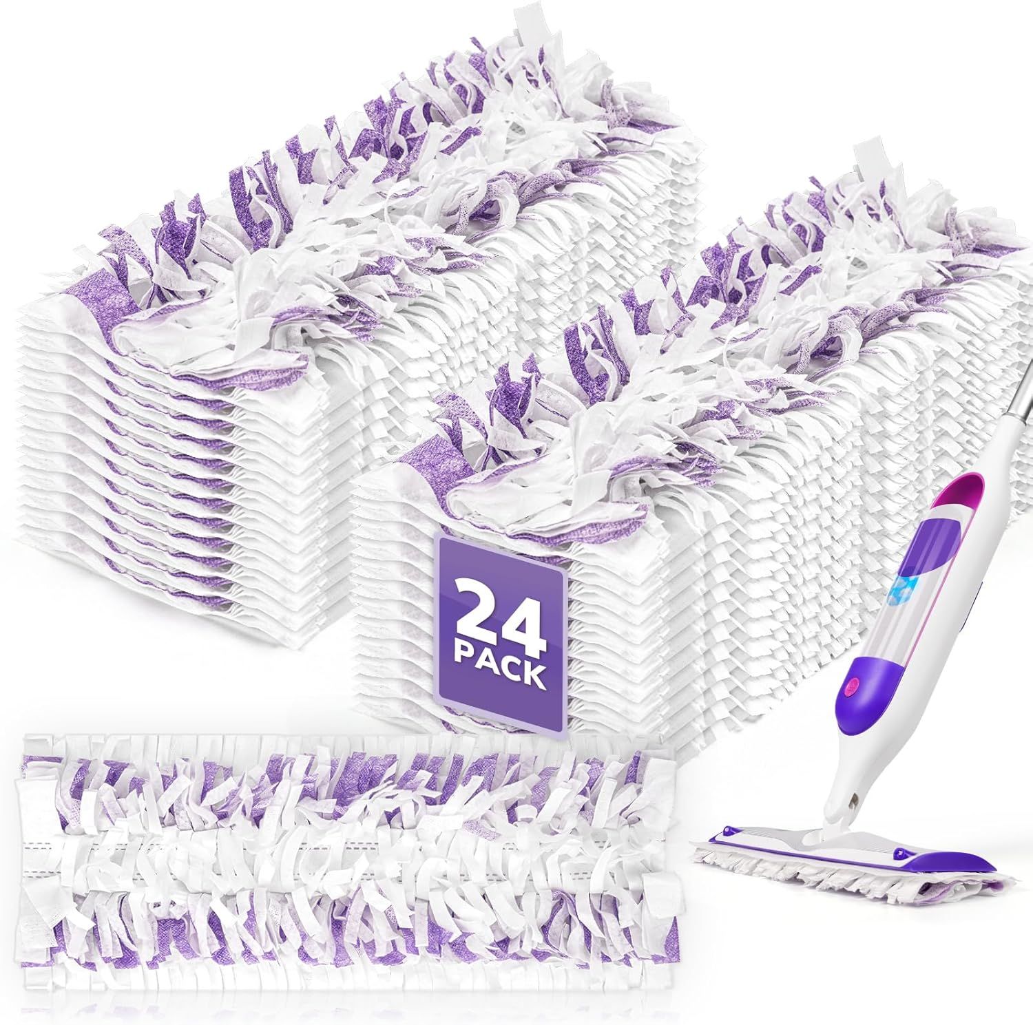 24 Pack Disposable Power Mop Pads Reills or Swier Power Mop, Unscented 14-Layer Thickened Multi-Surace Replacement Mopping Reills Pads or loor Surace Cleaning - Image 1