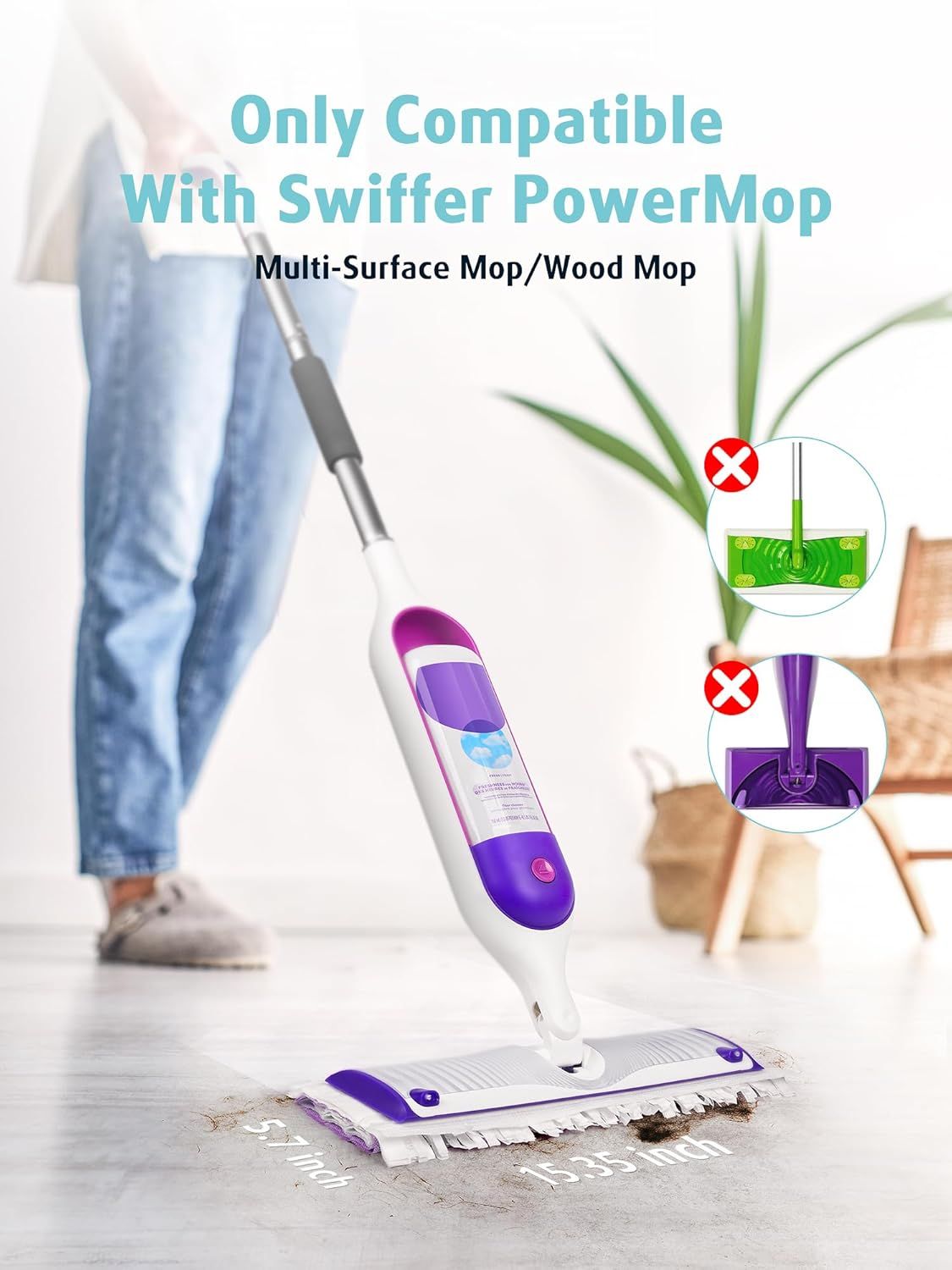 24 Pack Disposable Power Mop Pads Reills or Swier Power Mop, Unscented 14-Layer Thickened Multi-Surace Replacement Mopping Reills Pads or loor Surace Cleaning - Image 2