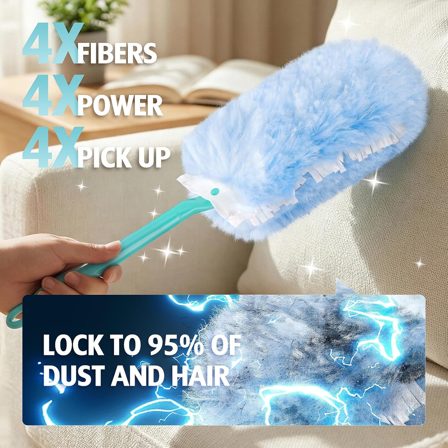 Duster Reill or Swier Duster, 30 Count Heavy Duty 2 Side 360° Duster Reills with 1 Handle, 4X Microibers, Disposable Multi Surace Dusters or Cleaning - Image 5