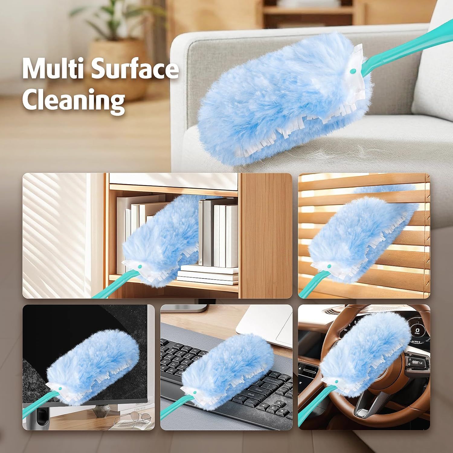 Duster Reill or Swier Duster, 30 Count Heavy Duty 2 Side 360° Duster Reills with 1 Handle, 4X Microibers, Disposable Multi Surace Dusters or Cleaning - Image 6