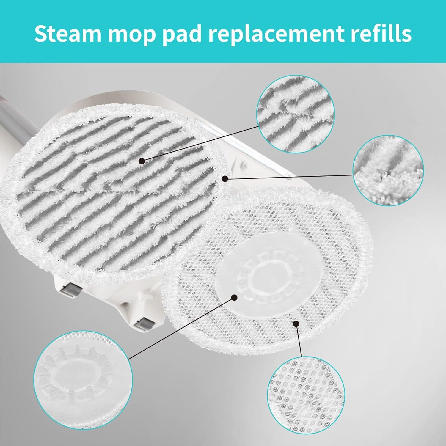 S8201 Pads Replacement Steam Mop Pads or Shark S8201 S7001 S8001 S7201 S7000AMZ S7000 S7005 S7020 S7001C Series Steam & Scrub All-in-One Scrubbing Mop, 4 Pack - Image 3