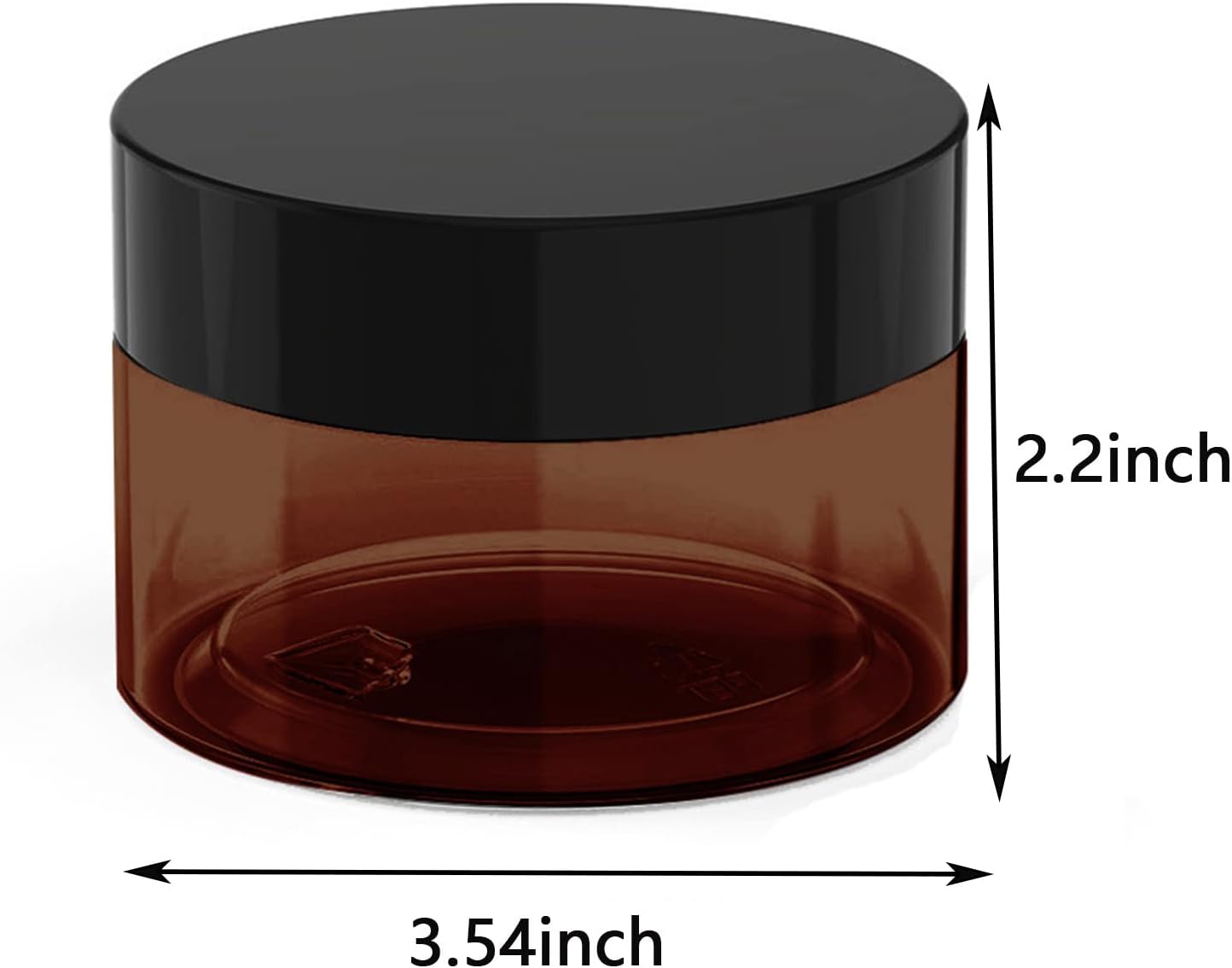8 oz Amber Plastic Cosmetic Jars Leak Proof Container with Black Lid for Cream, Lotion, Powder, ointment, Beauty Products etc, 6 Pcs. - Image 2