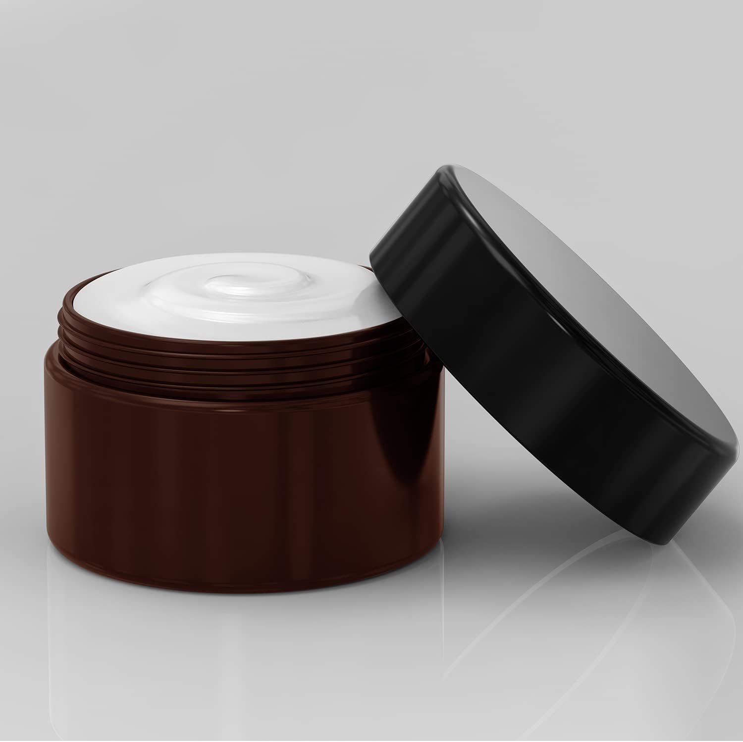 8 oz Amber Plastic Cosmetic Jars Leak Proof Container with Black Lid for Cream, Lotion, Powder, ointment, Beauty Products etc, 6 Pcs. - Image 4