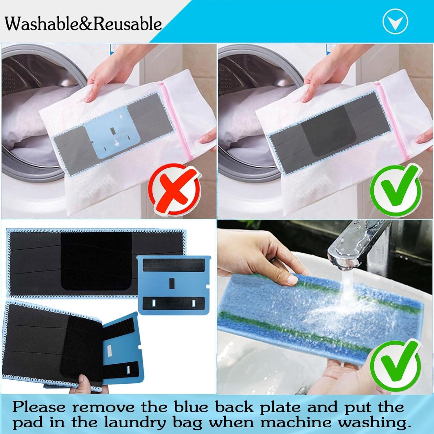 8 Pack Upgraded M6 Wet Mopping Pads or iRobot Braava Jet M6 Series (6110) (6012) (6112) (6113) Ultimate Robot Mops, New Sticky Design, Detachable, Washable and Reusable M6 Pads Accessories Parts - Image 5