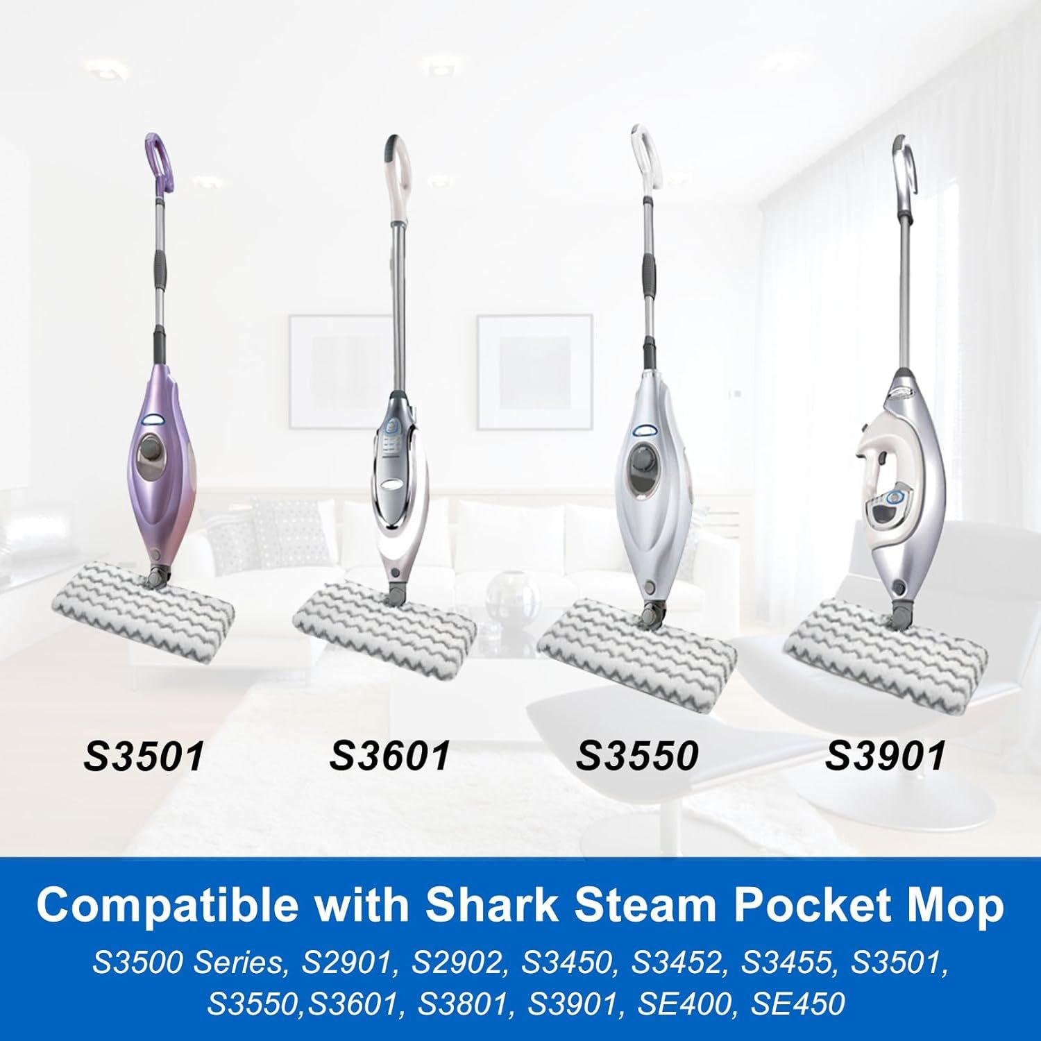 6 Pack S3501 S3601 Steam Mop Replacement Pads or Shark S3501 S3601 S3550 S3801 S3901 S3601D S3801CO S3901D S3455K S2902 SE450 Steam and Scrub Pocket Mop Steamer Pads Washable - Image 4