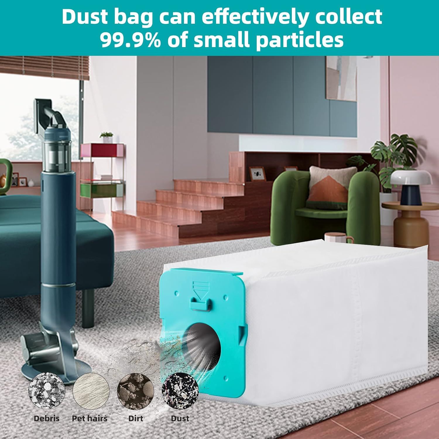 12 Pack VCA-ADB953 Dust Bags Compatible with SAMSUNG BESPOKE Jet Cordless Stick Vacuum Cleaner, Large Capacity Disposable Replacement Bags, All in One Clean Station Accessories Set - Image 5