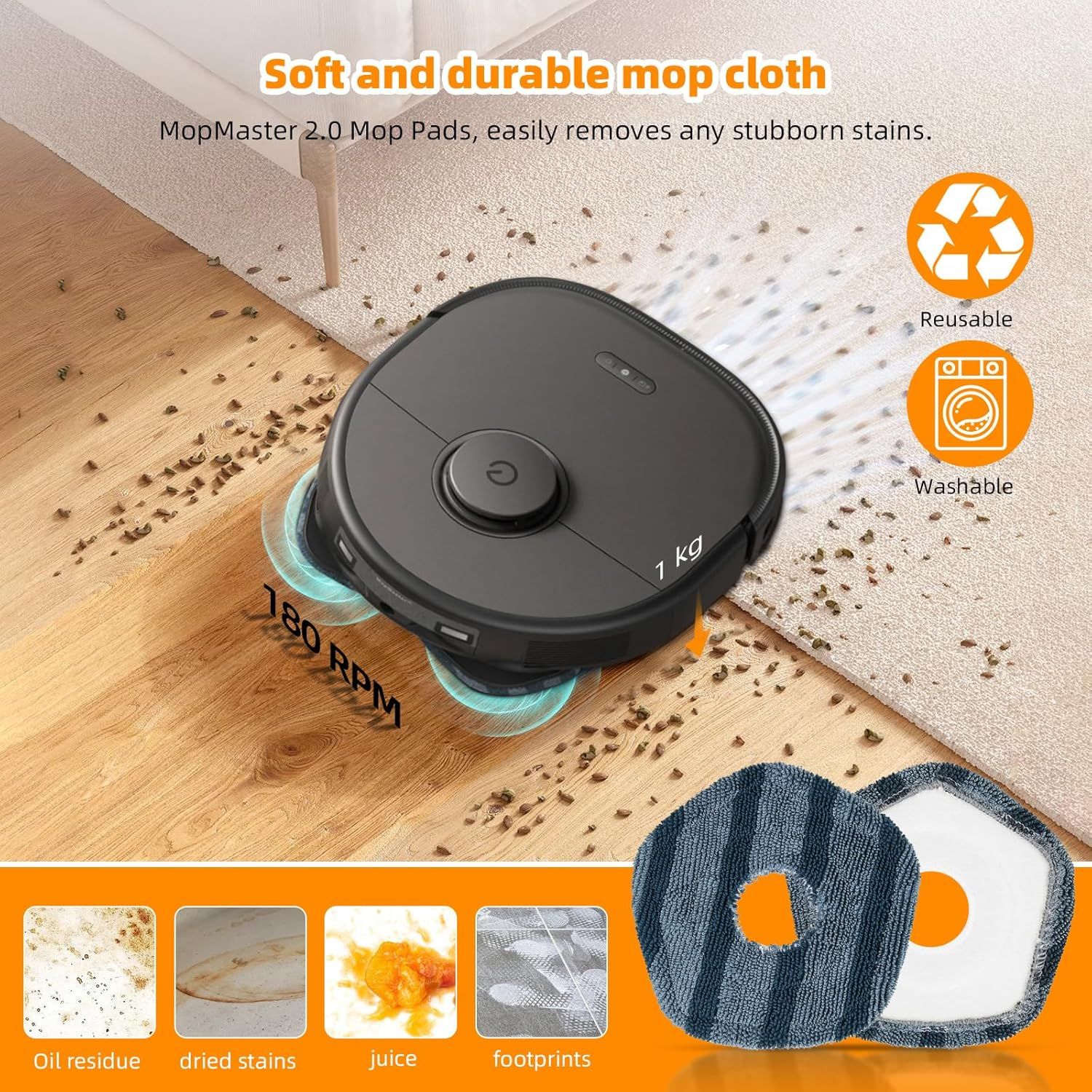 22 Pack Replacement Accessories or euy X10 Pro Omni Robot Vacuum Cleaner, 2 Mainbrush 4 ilter 6 Dust Bag 4 Mop Pads 4 Sidebrush 1 Cleaning Brush 1 Screwdriver - Image 5
