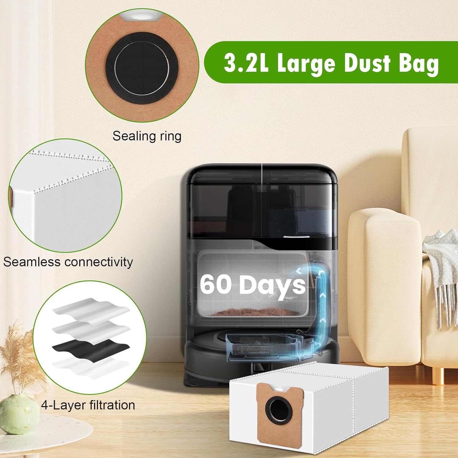 26 Pack Replacement Accessories Compatible with euy Vacuum Omni C20, 2 Mainbrush 4 ilter 6 Dust Bags 6 Mop Pads 6 Sidebrush 1 Cleaning Brush 1 Screwdriver - Image 7