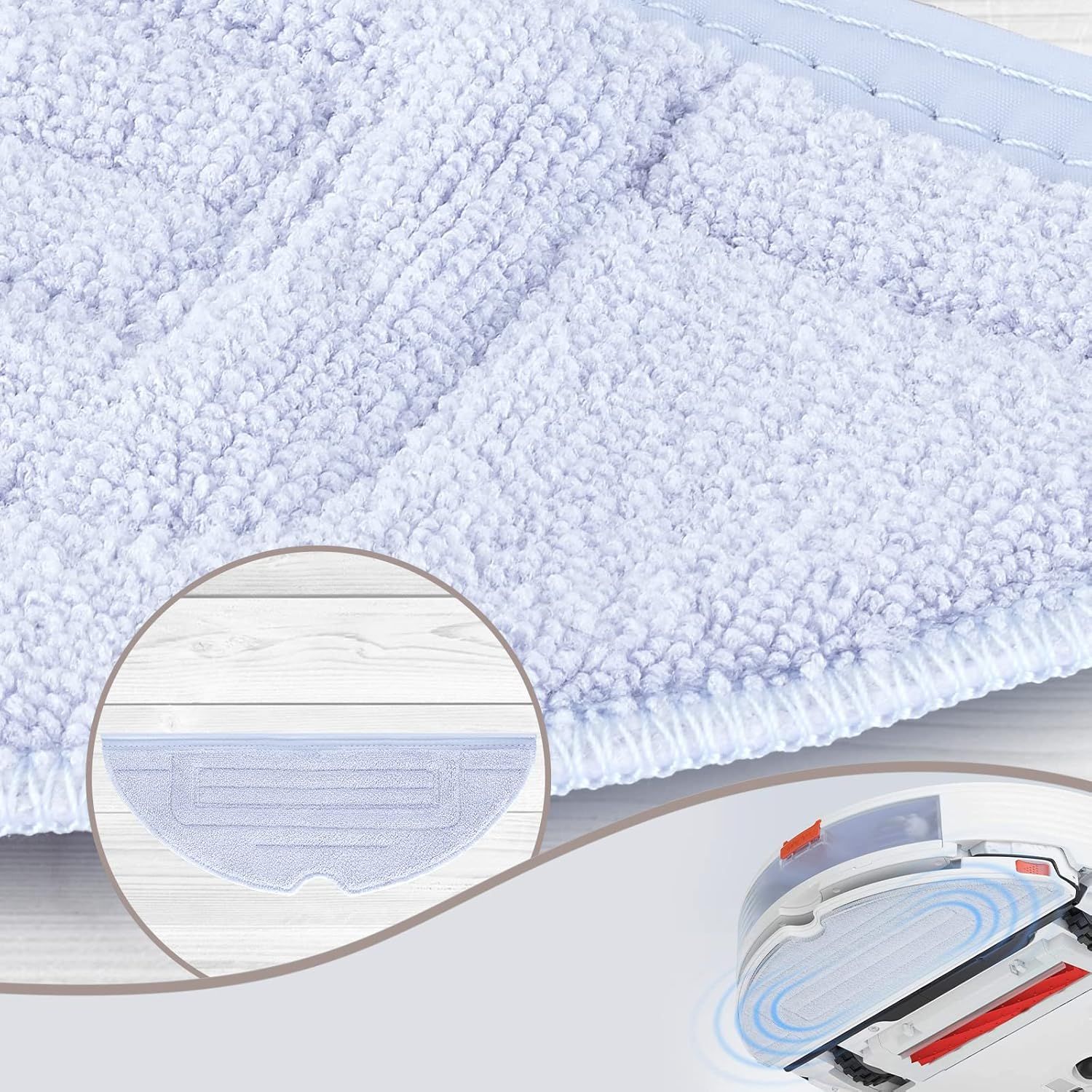 6 Pcs Mop Cloth Pad or  S7 / S7+ / S7 MaxV / S7 MaxV Plus / S7 MaxV Ultra / S7 Pro Ultra / S8 / S8+ Robot Vacuum Microiber VibraRise Mopping Pad Replacement Accessory (Blue Gray). - Image 5