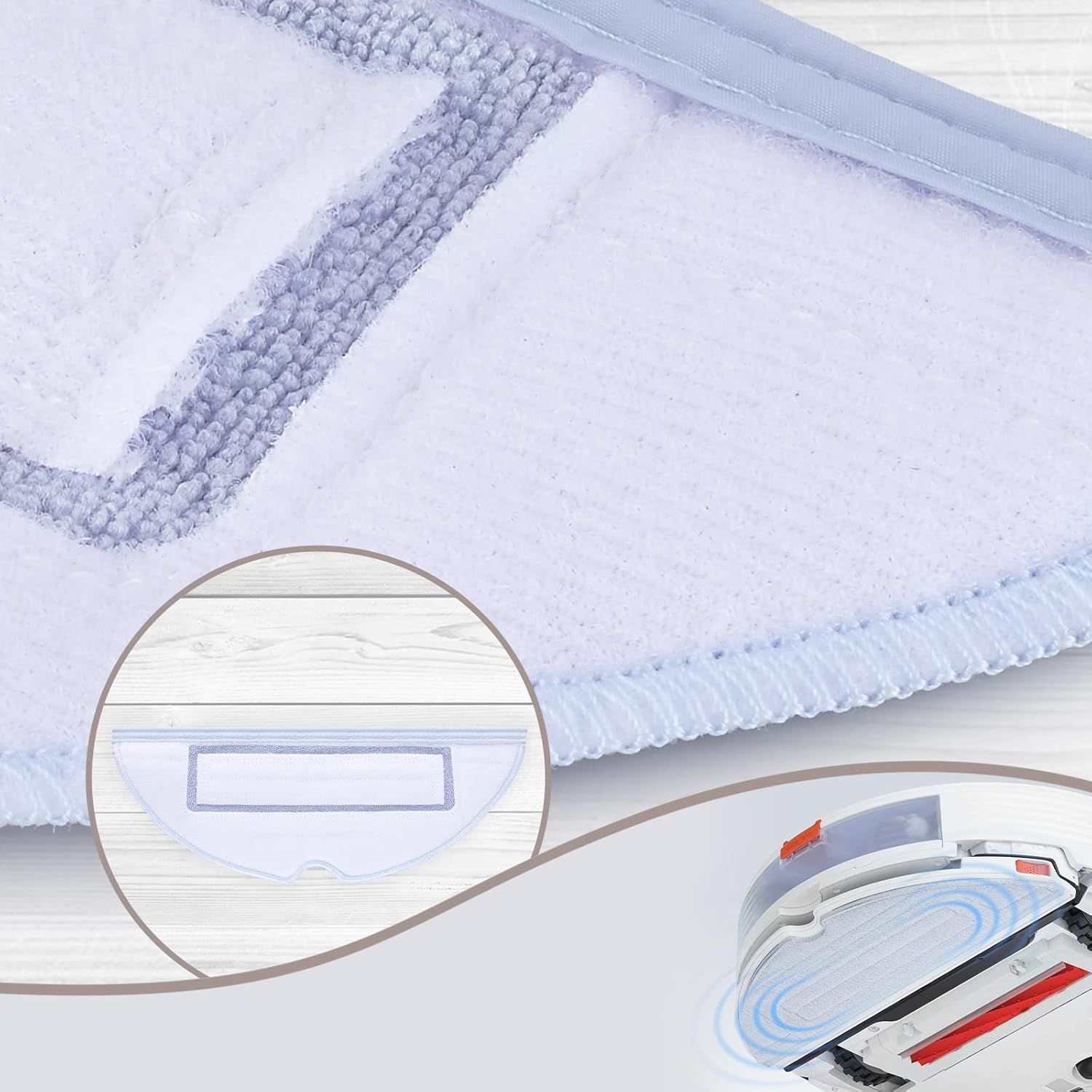 6 Pcs Mop Cloth Pad or  S7 / S7+ / S7 MaxV / S7 MaxV Plus / S7 MaxV Ultra / S7 Pro Ultra / S8 / S8+ Robot Vacuum Microiber VibraRise Mopping Pad Replacement Accessory (Blue Gray). - Image 6