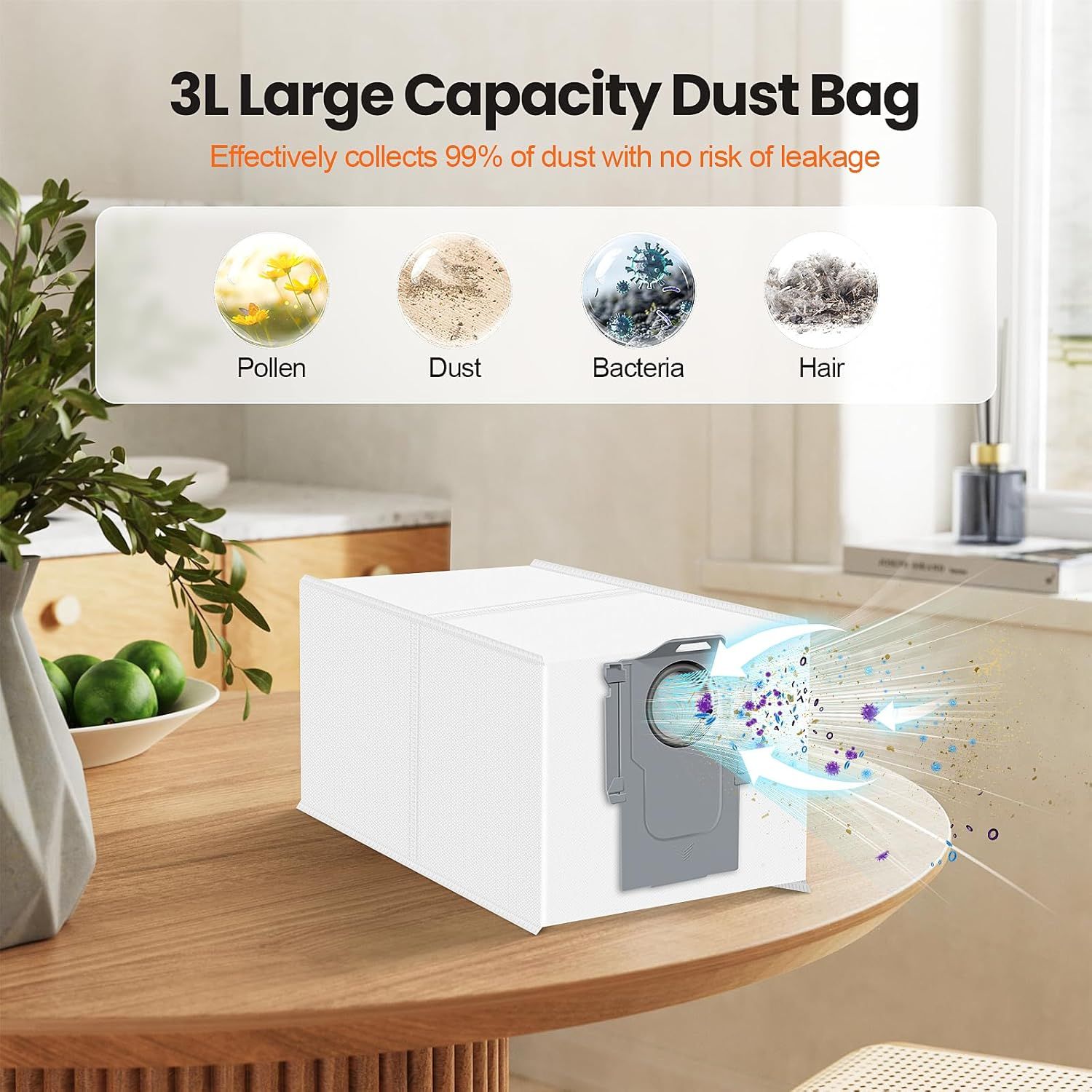 24 Pack Qrevo Dust Bags or  QV 35A/Saros 10R/Qrevo S/Qrevo Pro/Qrevo Plus/Qrevo Master/Qrevo Slim/Qrevo Curv/Qrevo Edge/S8 MaxV Ultra Robot Vacuum, 3L Large Capacity Replacement Dust Bag - Image 5
