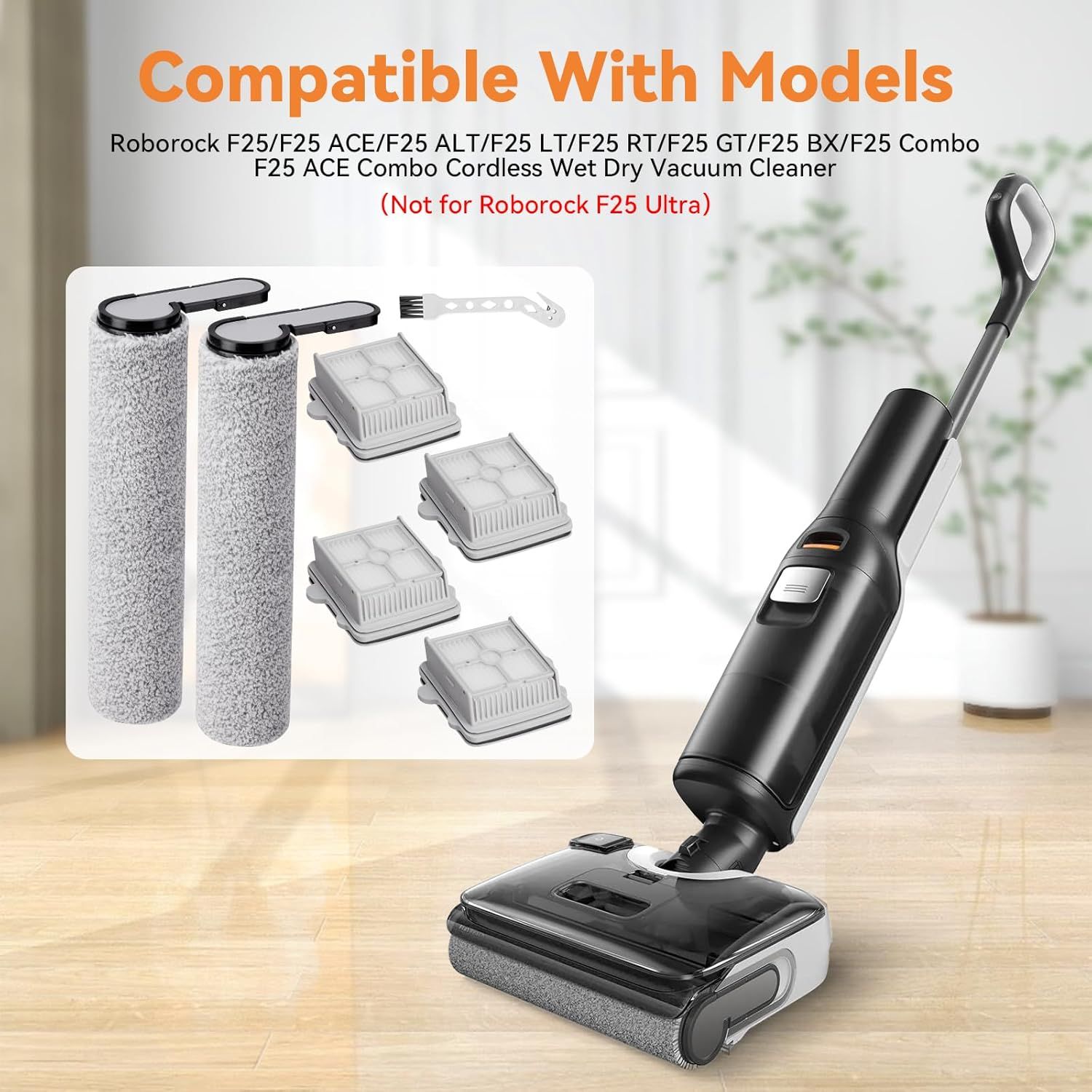 6 Pack 25 Roller Brushes and HEPA ilters Replacement Parts, Compatible with  25/25 ACE/25 ALT/25 LT/25 RT/25 GT/25 BX/25 Combo/25 ACE Combo Cordless Wet Dry Vacuum Cleaner - Image 3
