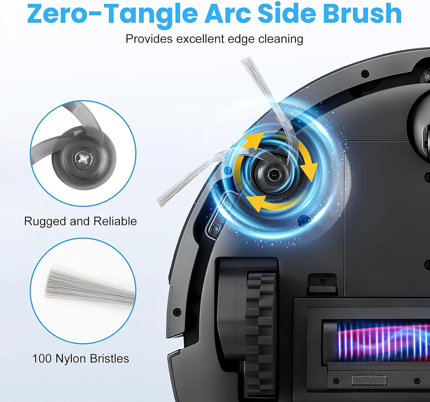 22 Pack Replacement Accessories or  Q7 M5 / Q7 M5+ / Q7 L5 / Q7 L5+ Robot Vacuum Cleaner, 2 Main Brushes 6 Side Brushes 6 HEPA ilters 6 Mop Pads 1 Cleaning Brush 1 Screwdriver - Image 4