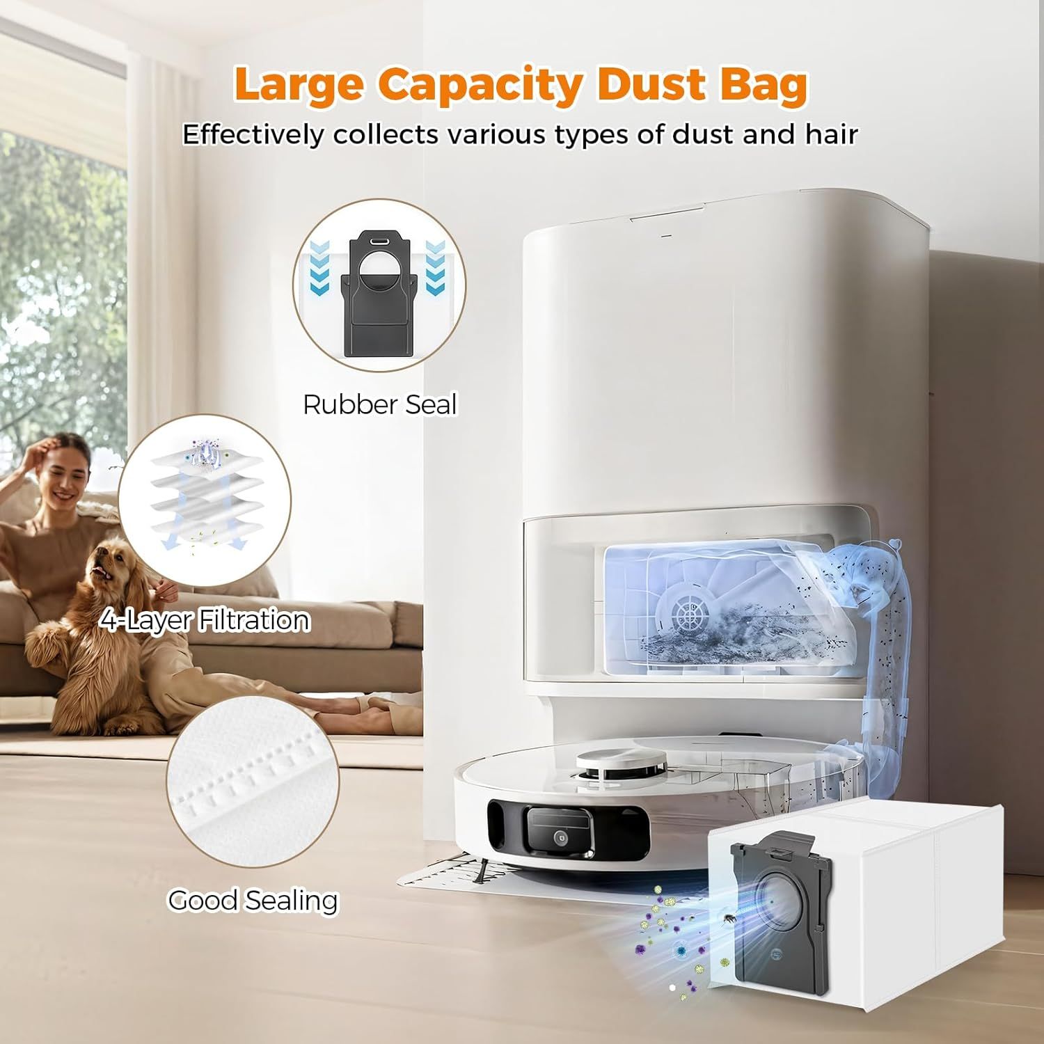 18 Pack Accessories Kit or Dreame L10s Ultra Gen 2/L10s Pro Ultra Heat/X30 Ultra/L40s Ultra AE/CE Robot Vacuum, 1 TriCut Brush 4 Side Brushes 4 HEPA ilters 4 Mop Pads 4 Dust Bags 1 Cleaning Brush - Image 7