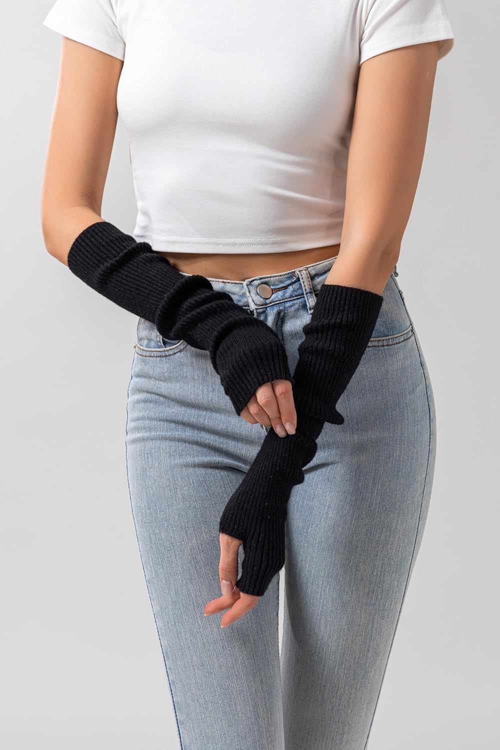 Cashmere Blended Arm Warmer or Women Winter ingerless Gloves Knit Mitten Gloves Wrist Warmer with Thumb Hole - Image 2