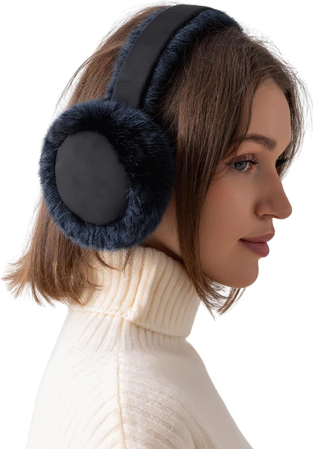Ear Mus or Winter Women, Water Resistant Suedette and aux ur Warm Earmus oldable Outdoor Ear Warmers or Women Girls - Image 2