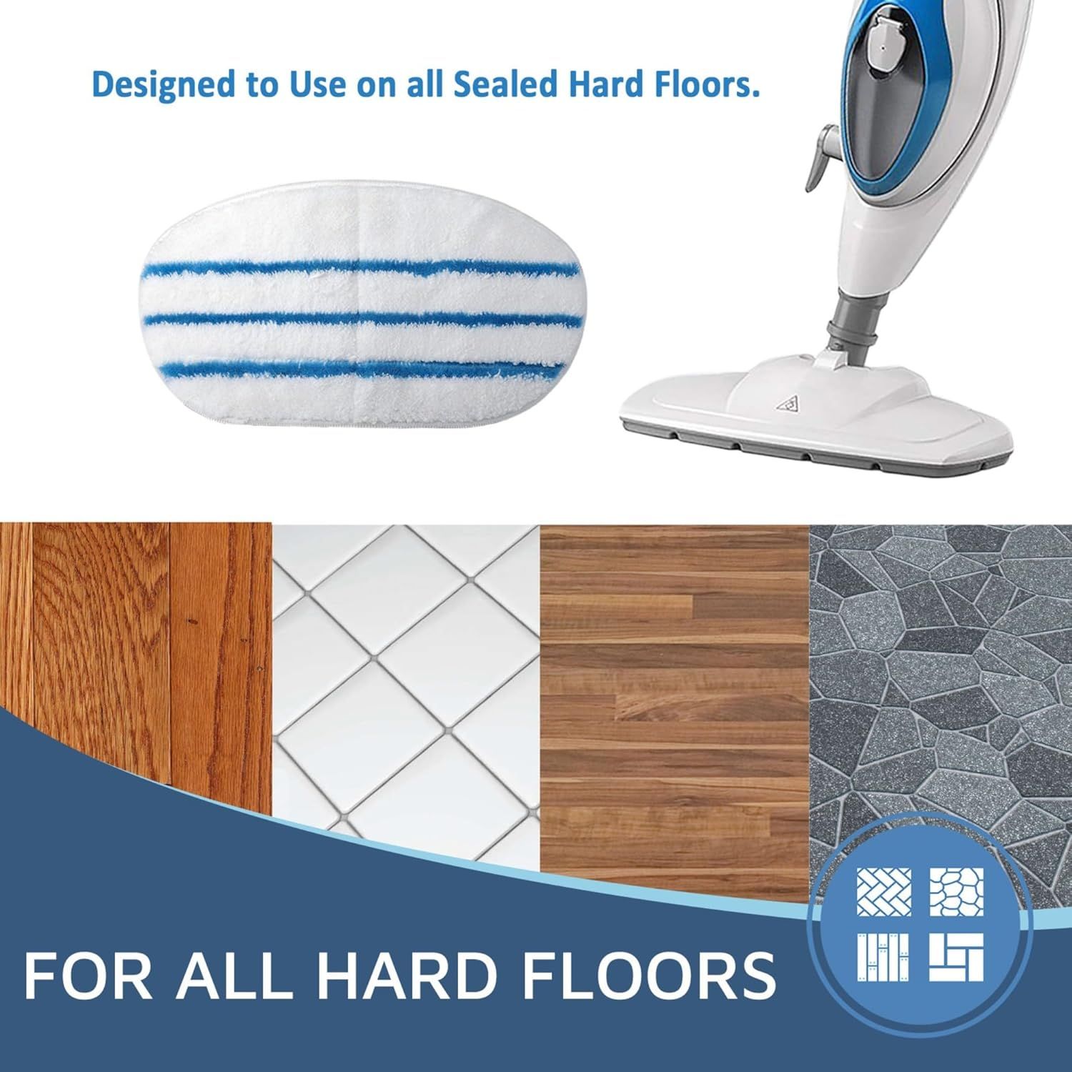 8 Pack Steam Mop Pads or PurSteam ThermaPro 10-in-1 Steam Mop Washable Reusable Pads by - Image 3
